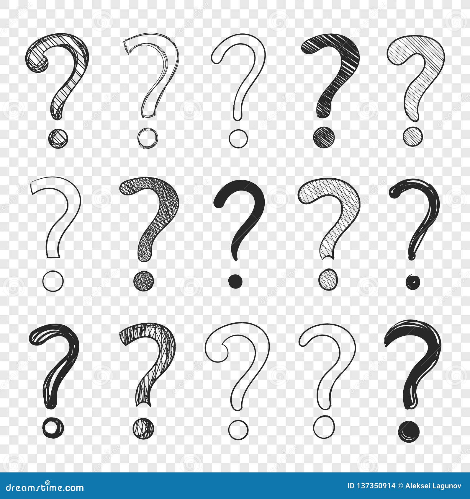 Vector Doodle Hand Drawn Question Marks Set Isolated on Light Transparent  Background. Stock Vector - Illustration of brainteaser, funny: 137350914