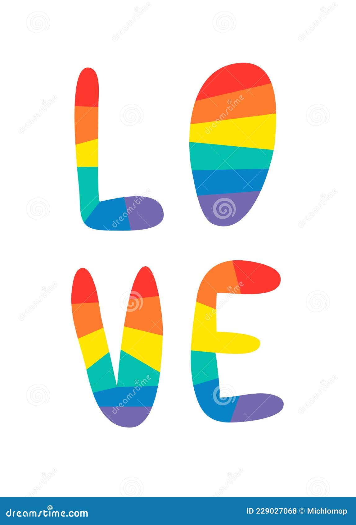 Vector Doodle Illustration Rainbow Word. Cartoon Pride Colorful Drawing ...