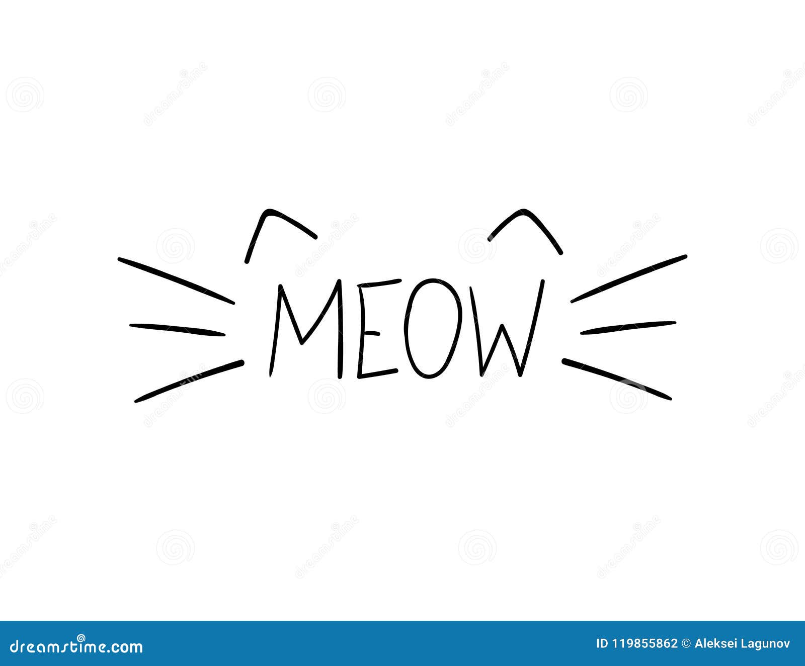  Vector  Doodle Meow Illustration Cat Whiskers  Hand Drawn 