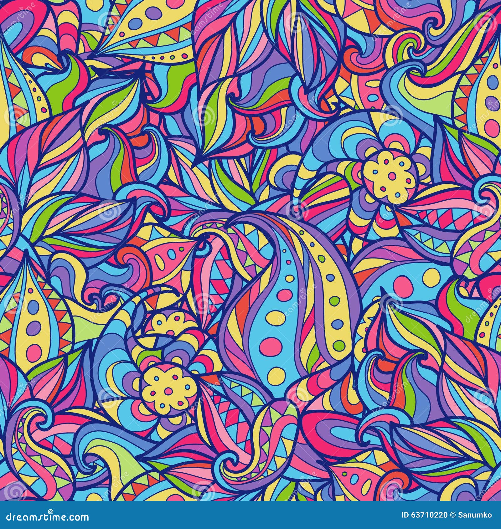 Vector Doodle Paisley Pattern Stock Vector - Illustration of endless ...