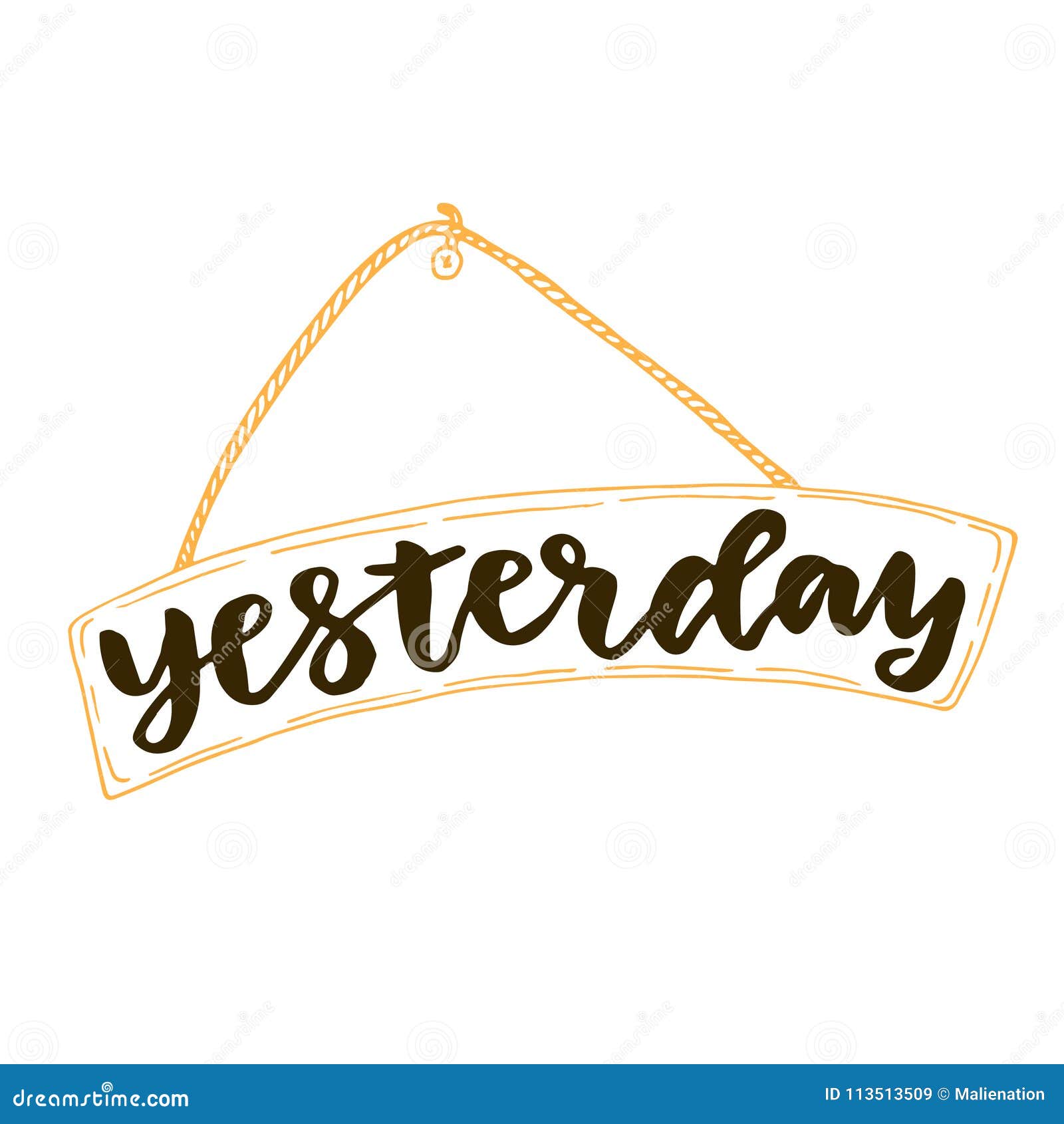 Vector Doodle Signboard Icon With Handwriting Text Yesterday