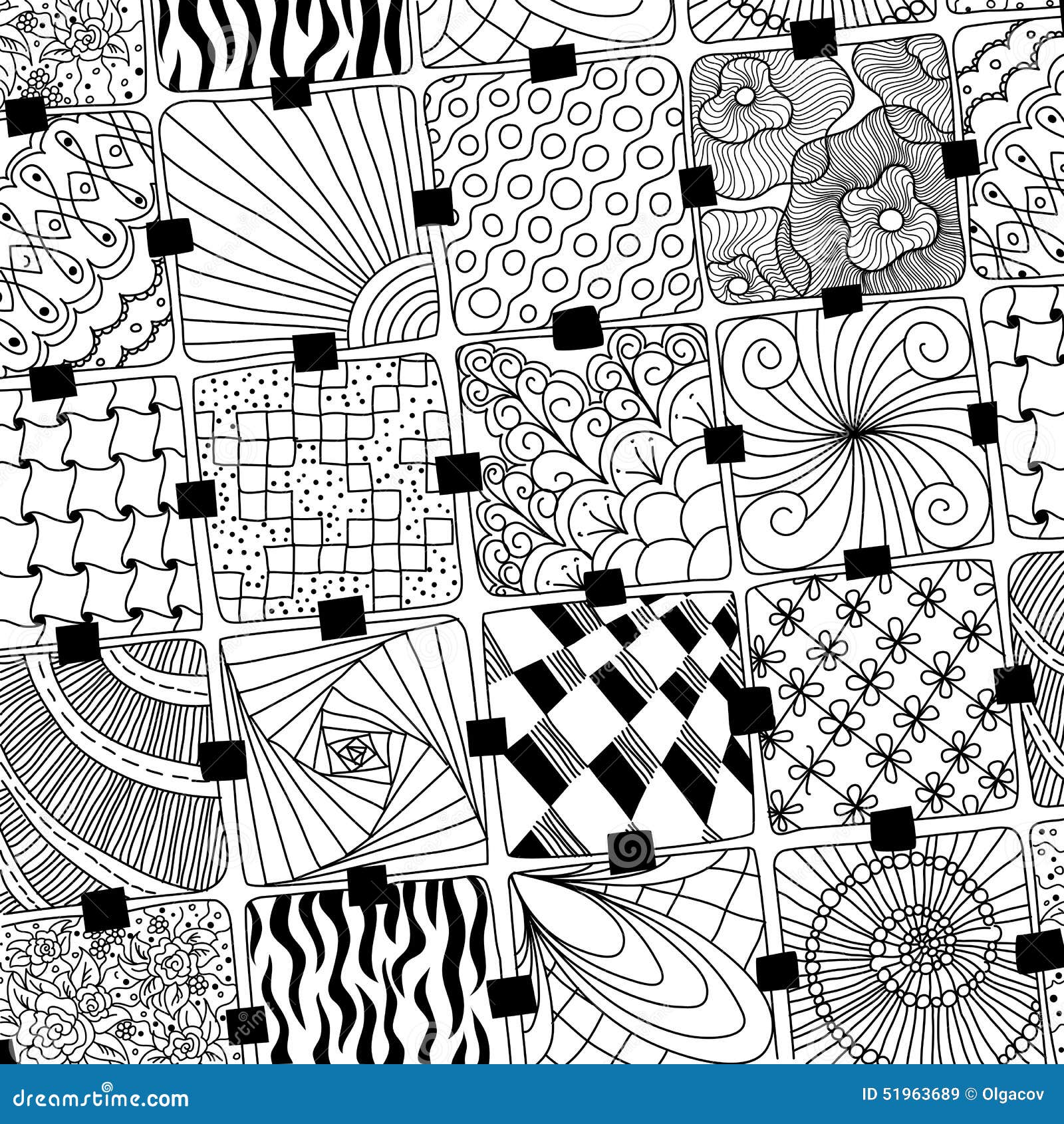 Vector Doodles Pattern Zentangle Stock Vector - Illustration of square ...