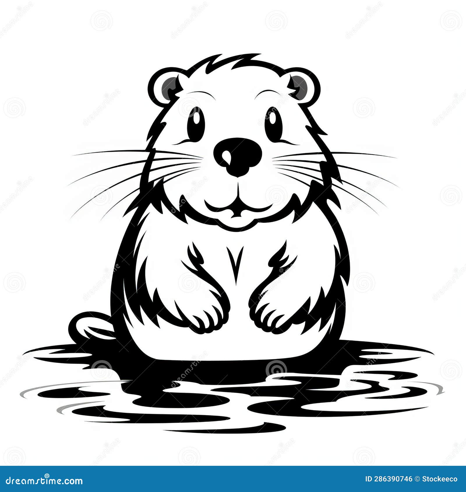 eye-catching black and white beaver  in flickr style