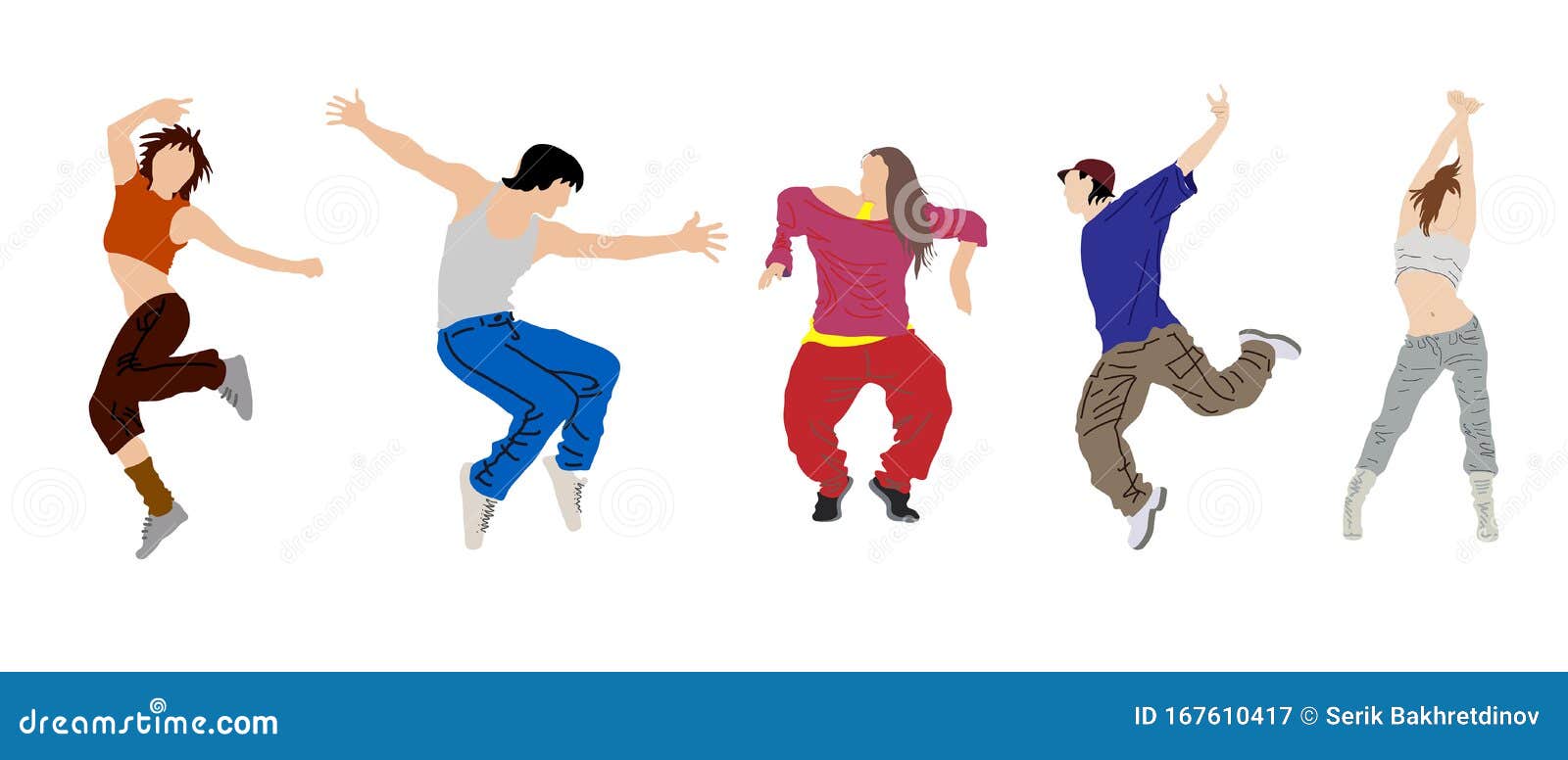 Vector Drawing of Dancing Young People. Stock Vector - Illustration of ...