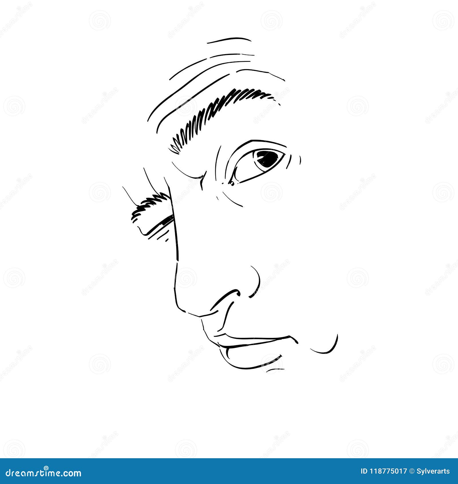 Vector Drawing of Drunk Man or Gambler with Wrinkles on His Fore Stock ...