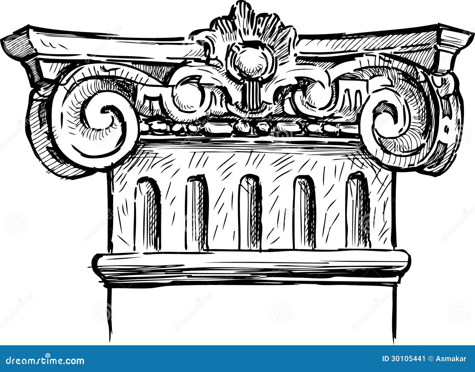 Fragment of antique column stock vector. Illustration of classic - 30105441
