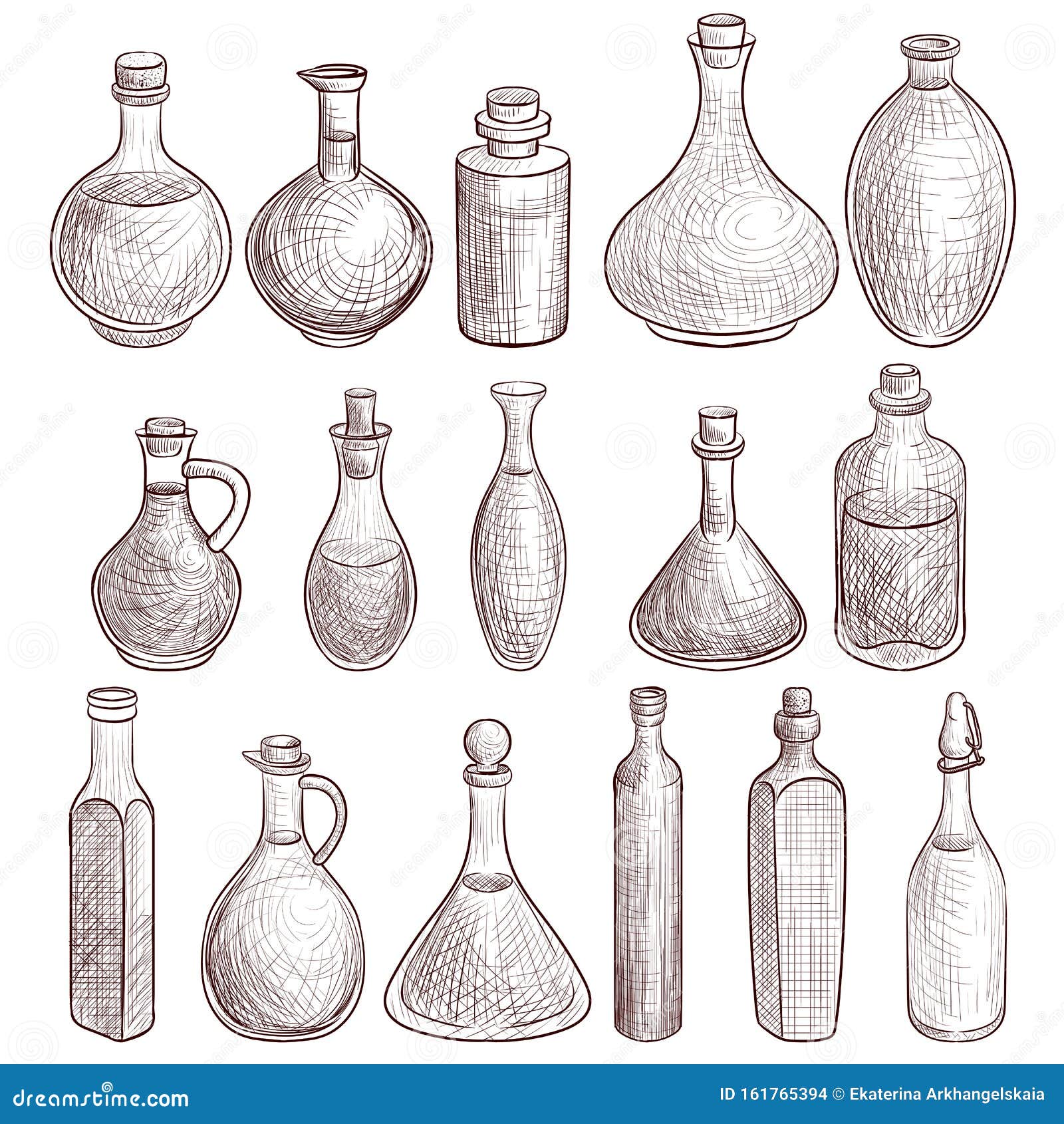 Vector Drawing Glass Bottles and Jars Stock Vector Illustration of