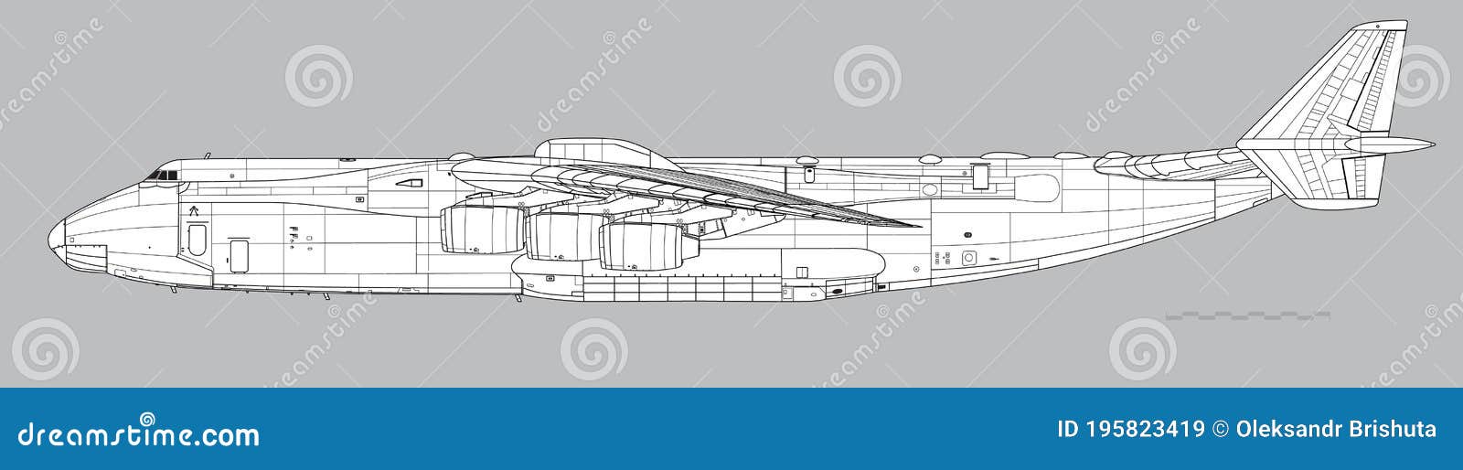 Antonov An 225 Mriya Vector Drawing Of Heavy Transport Aircraft Stock Vector Illustration Of Infographics Famous