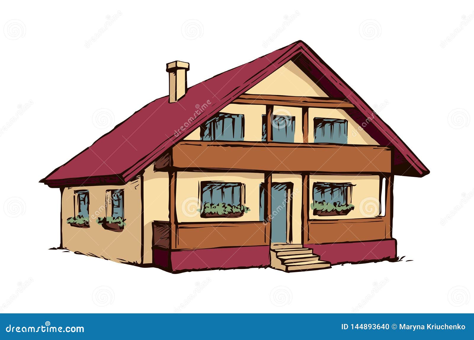 Vector drawing. House stock vector. Illustration of bright - 144893640