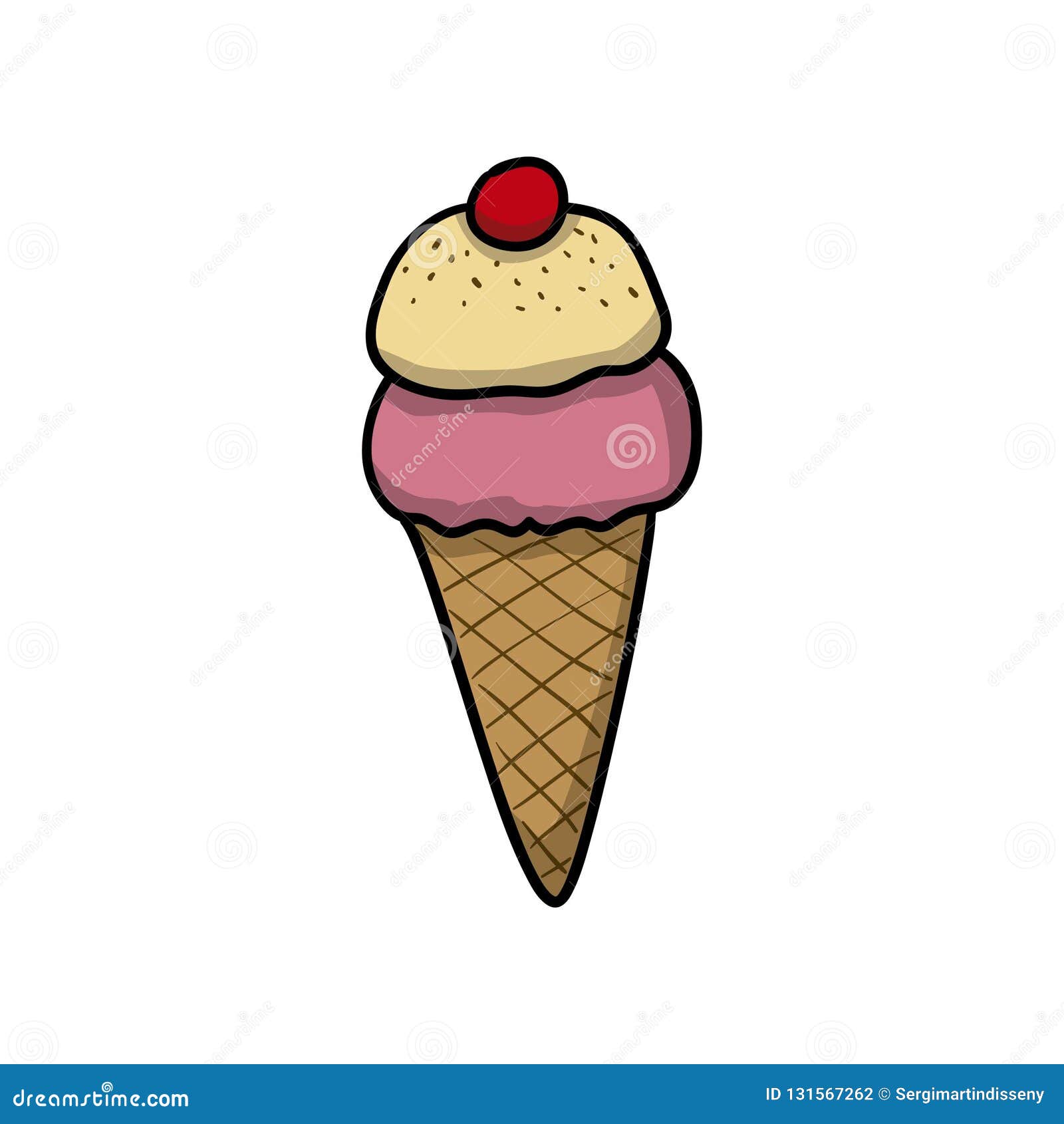 Ice Cream Cone. Food Icon. Doodle Cartoon Vector Illustration. Stock Vector  - Illustration of exquisite, clip: 131567262