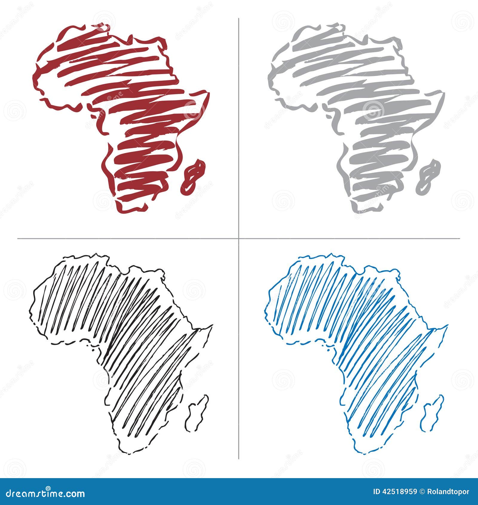 Vector Drawing Map of Africa Stock Illustration - Illustration of