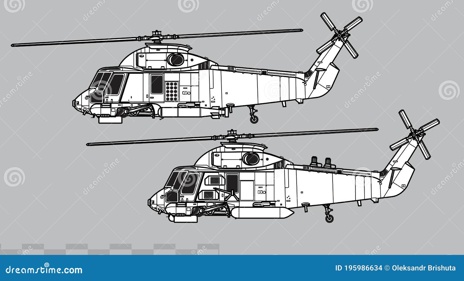 kaman sh-2 seasprite.  drawing of navy asw helicopter.