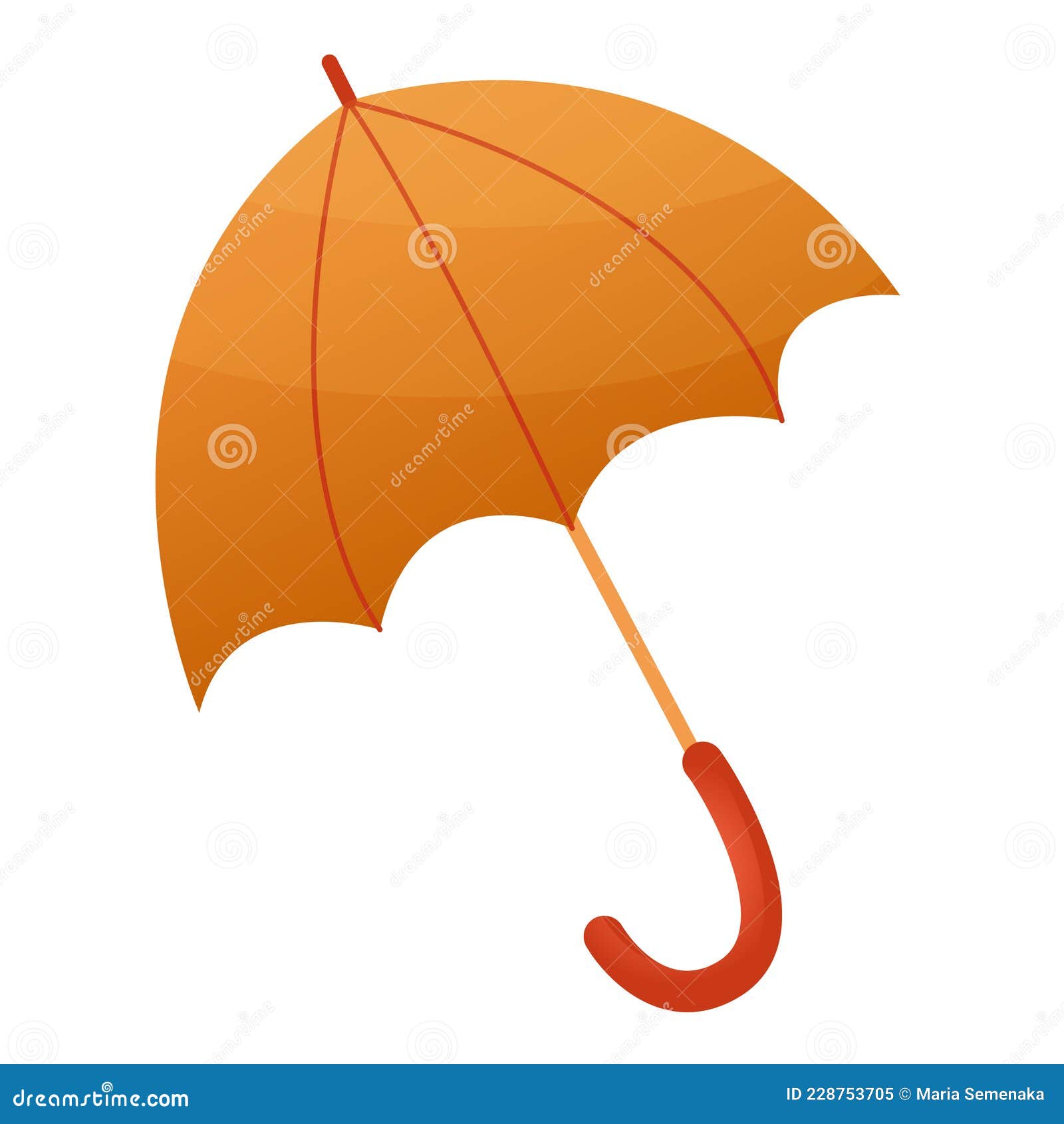 Vector Drawing of an Orange Umbrella from the Rain. Orange Umbrella in