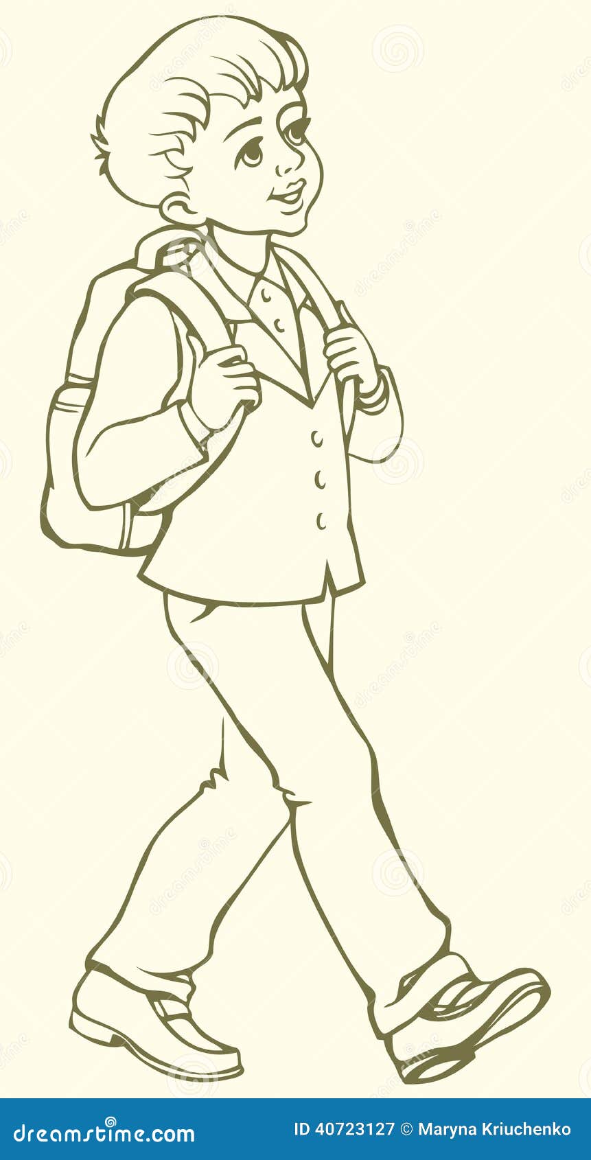 Vector Drawing. Schoolboy Goes To School Stock Vector - Illustration Of  Kindergarten, Modern: 40723127