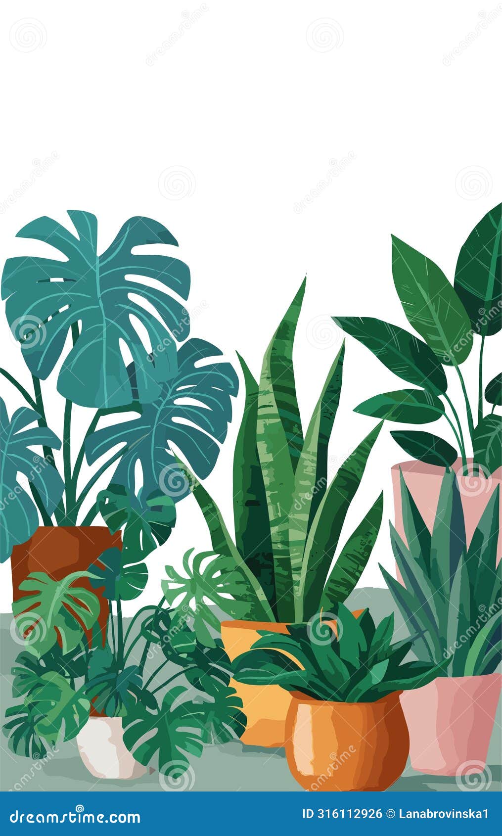 a  drawing of several potted plants.