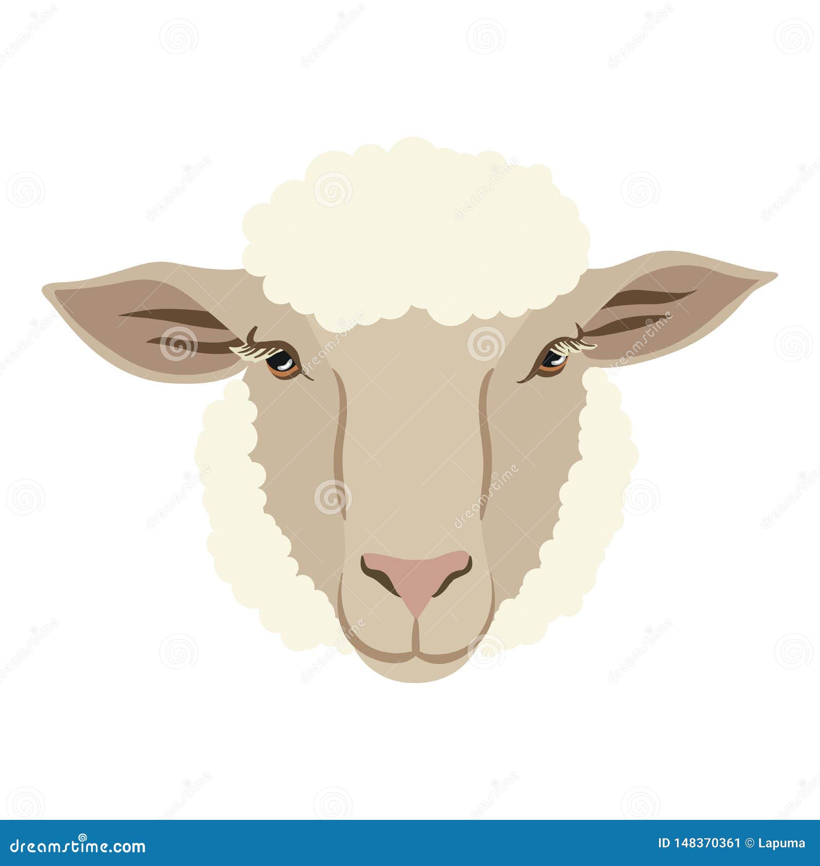 Vector Drawing Of The Sheep`s Head Full Face Stock Vector