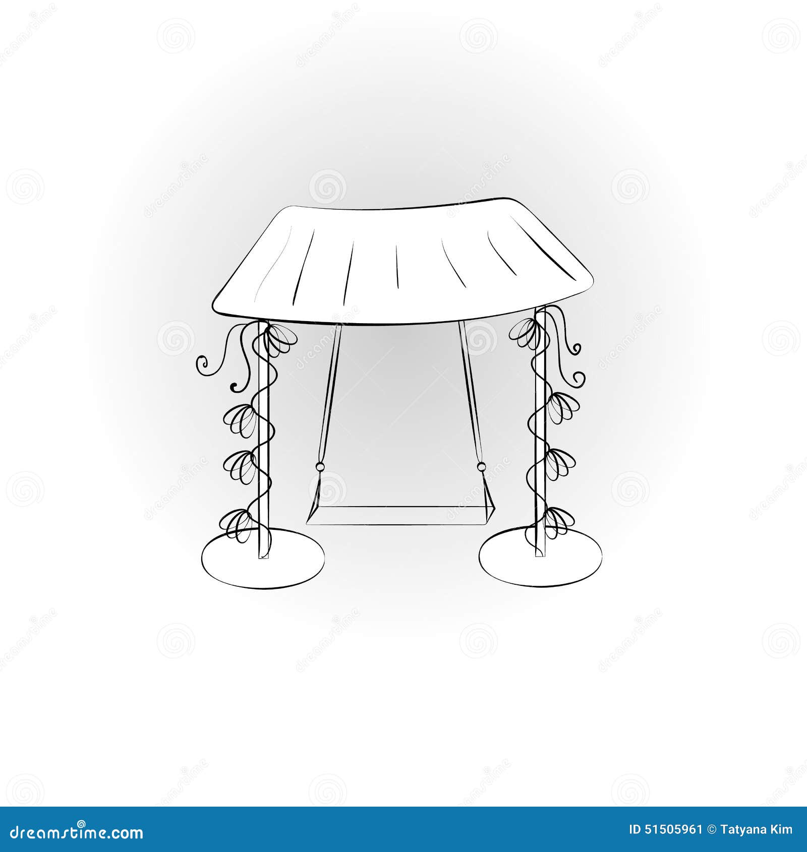 Vector Drawing. Swing, Overgrown with Vines. Stock Illustration