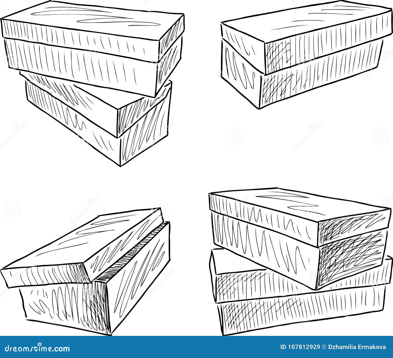 Sketches of the Boxes for Footwear Stock Vector Illustration of drawn