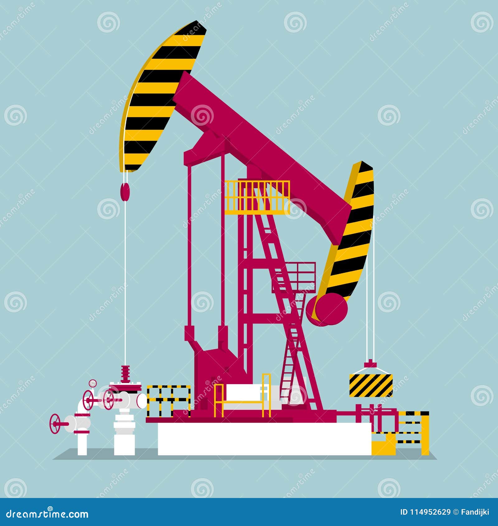 Vector Drawn Working Oil Pump Stock Vector Illustration of petroleum