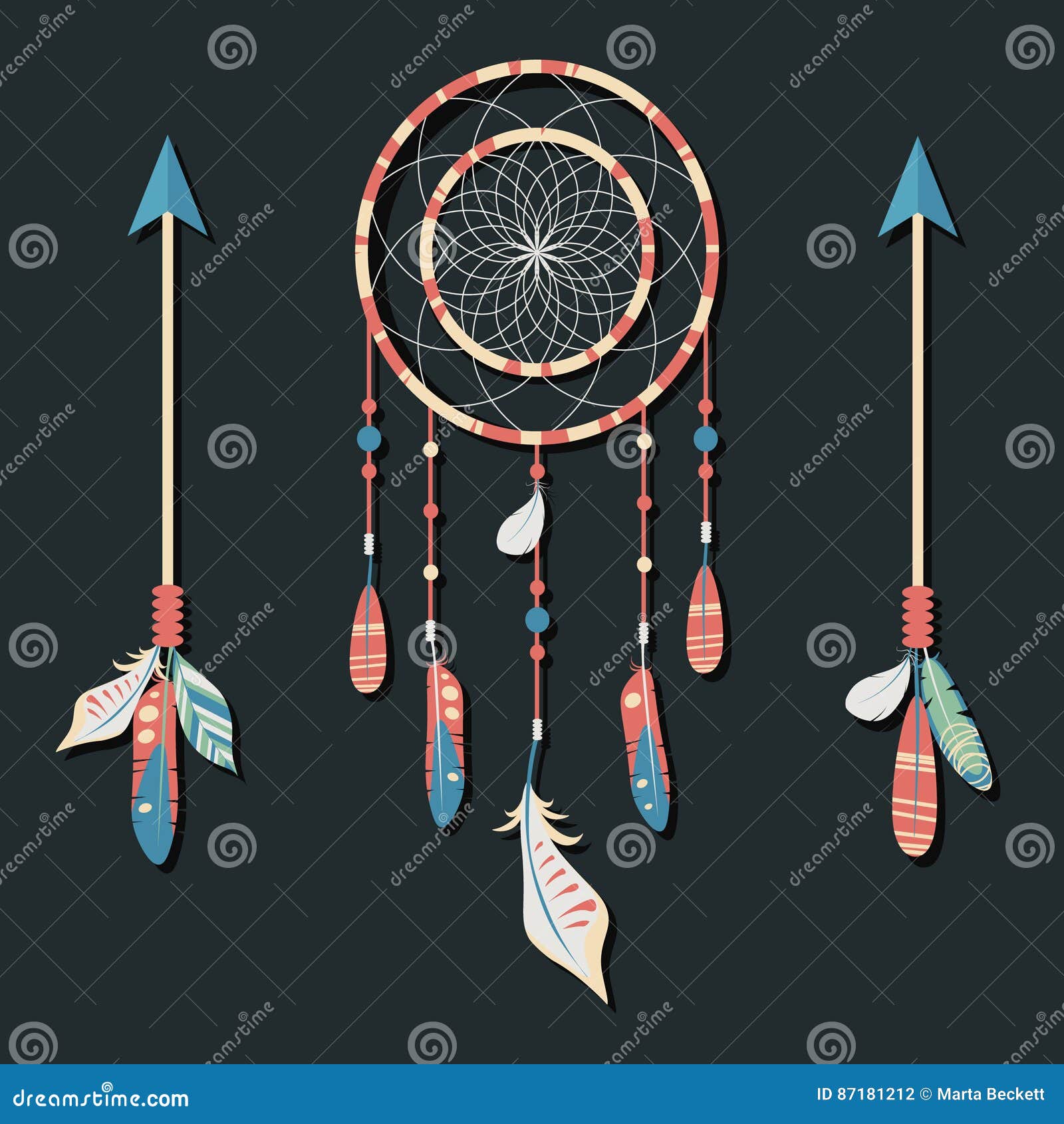 Dream Catcher Vector Icon on White Background. Flat Vector Dream