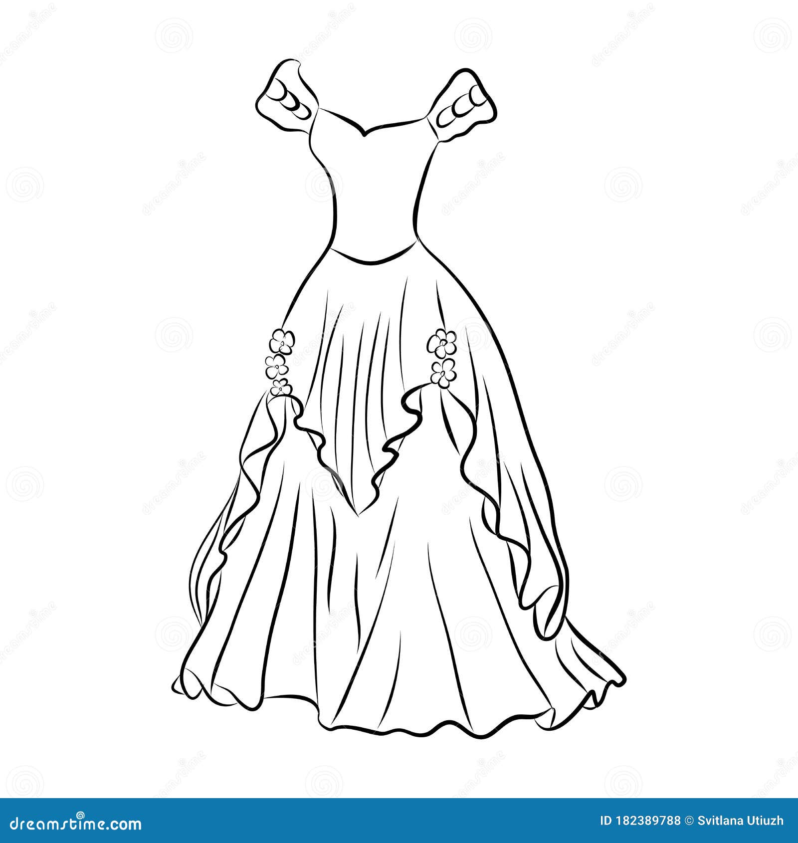 Vector Dress Hand Drawing, Clothes, Illustration Isolated on White