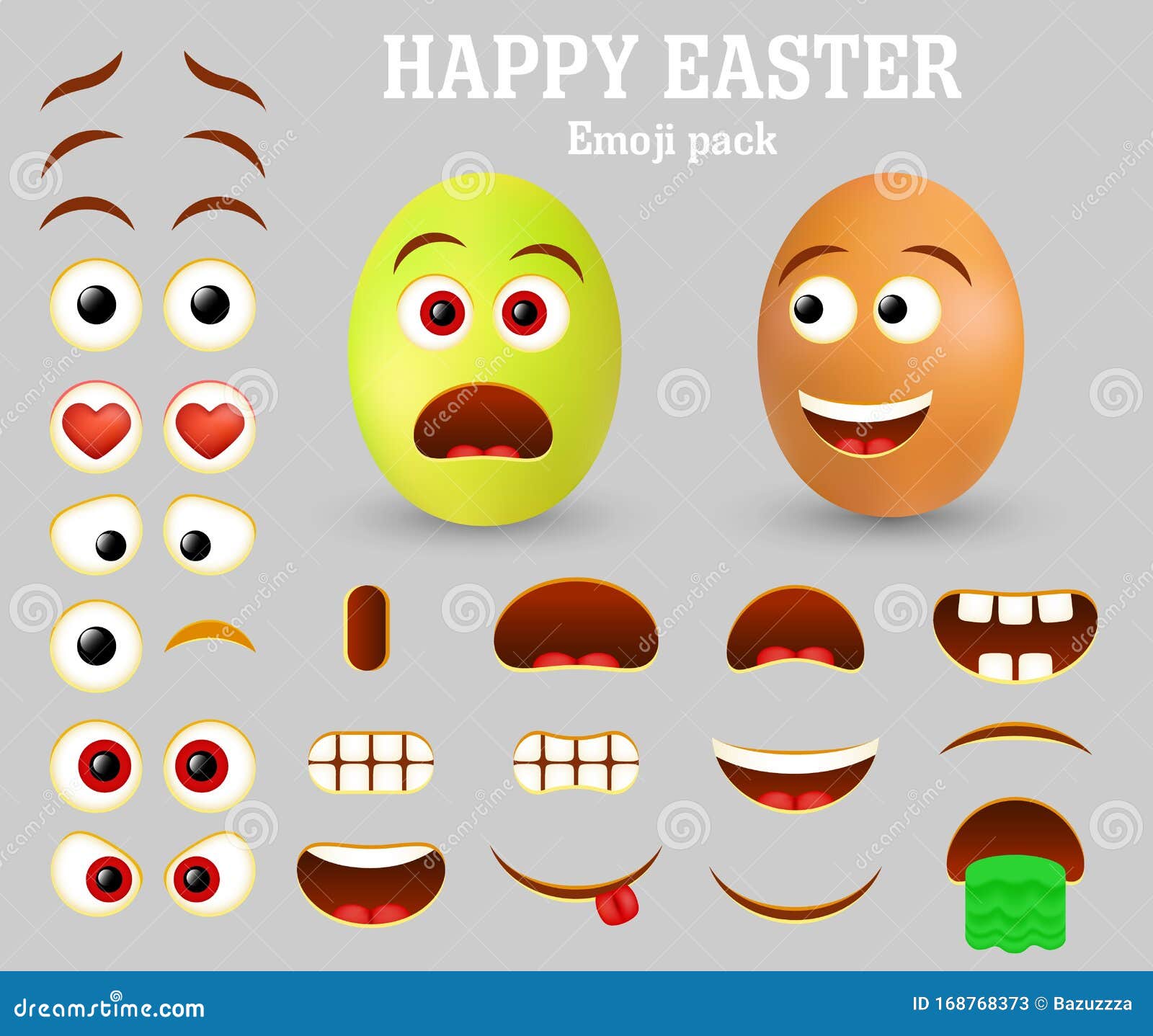 Vector Easter Egg Emoji Maker, Emoticon Creator Stock Vector