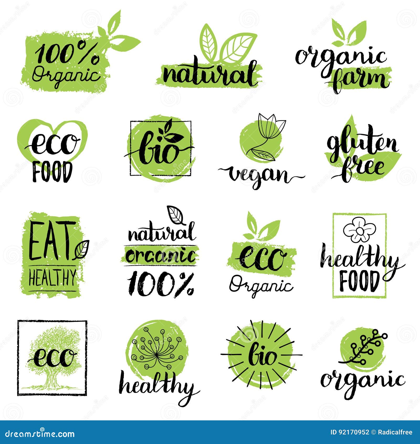  eco, organic, bio logos or signs. vegan,healthy food badges,tags set for cafe,restaurants,products packaging etc.