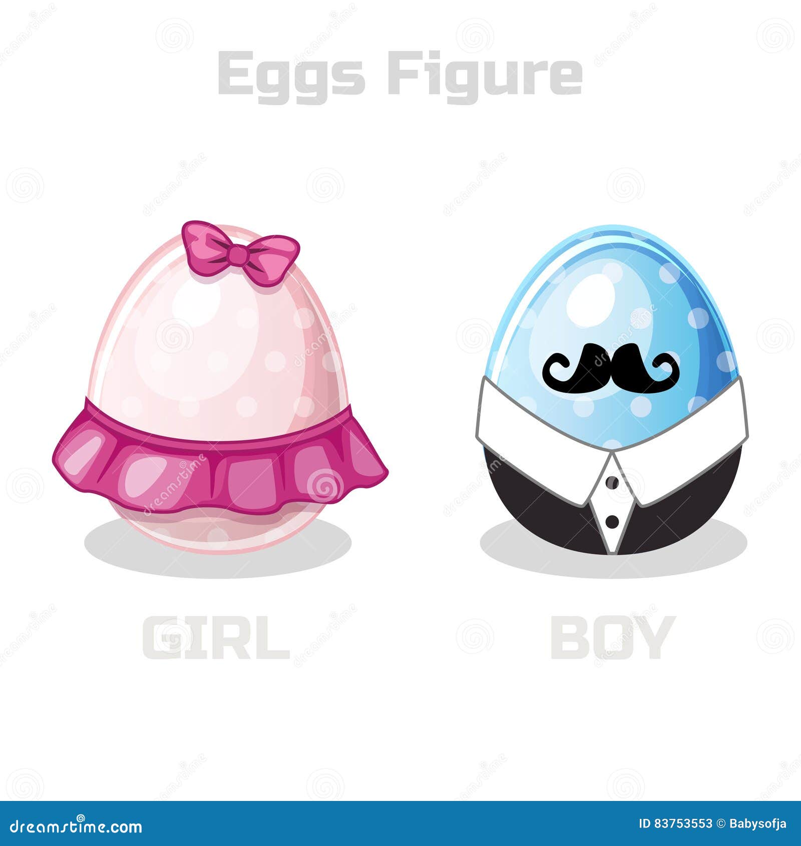 Vector Eggs Figure, Cartoon Easter Girl and Boy Stock Vector