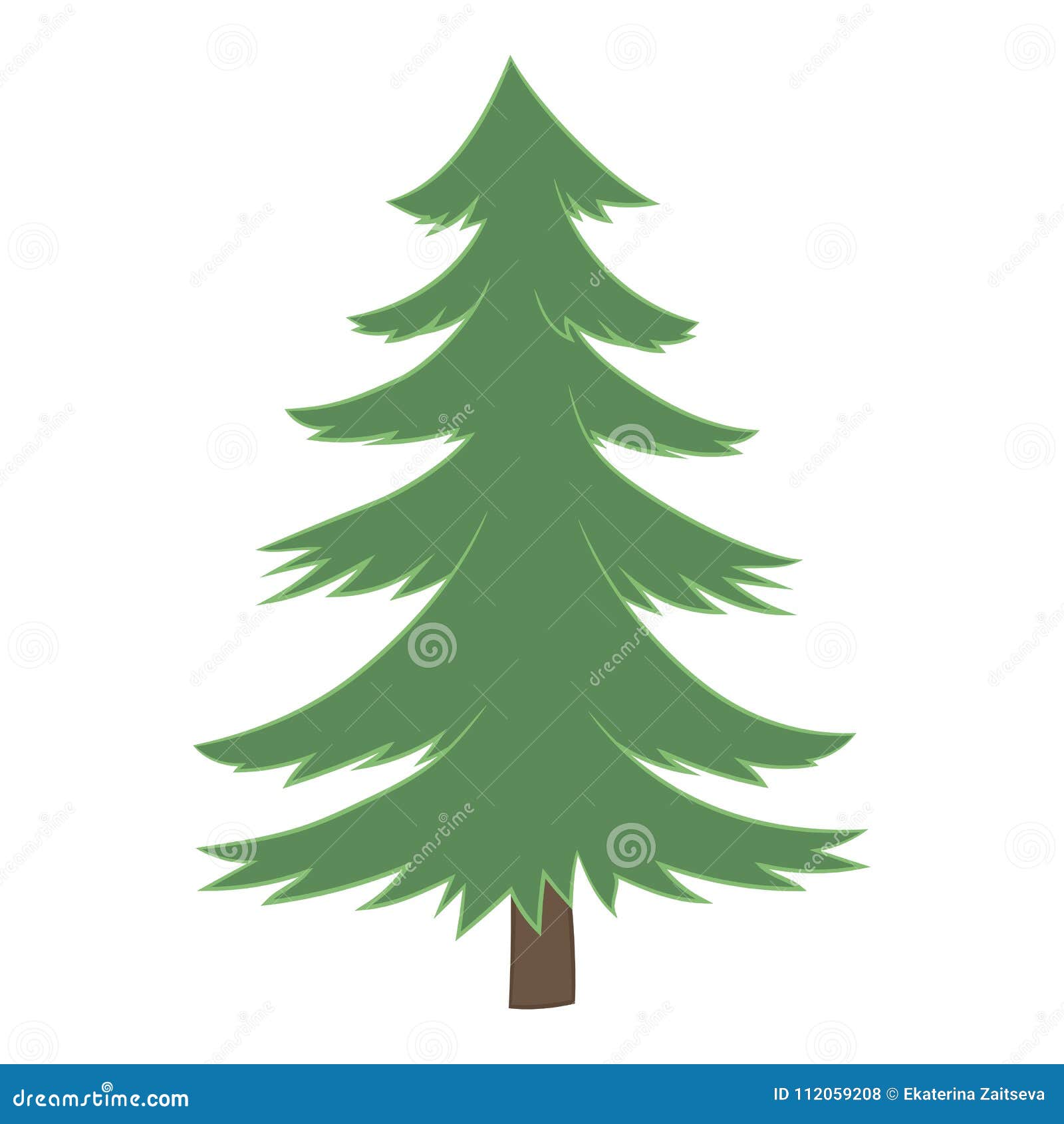 Vector El árbol De Navidad Pintado Del Pino Con El Tronco Verde Del Pino- árbol Aislado En El Fondo Blanco Ilustración del Vector - Ilustración de  pino, imagen: 112059208