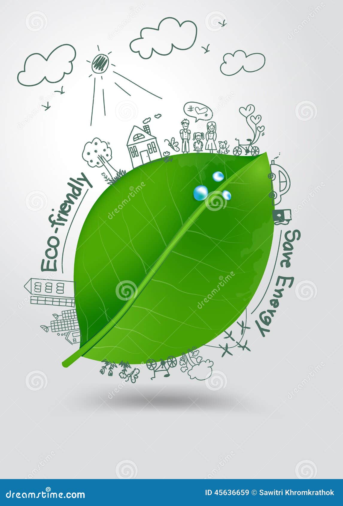 Vector El Dibujo Creativo Del Concepto De La Ecología En La Hoja Verde  Ilustración del Vector - Ilustración de tierra, casero: 45636659