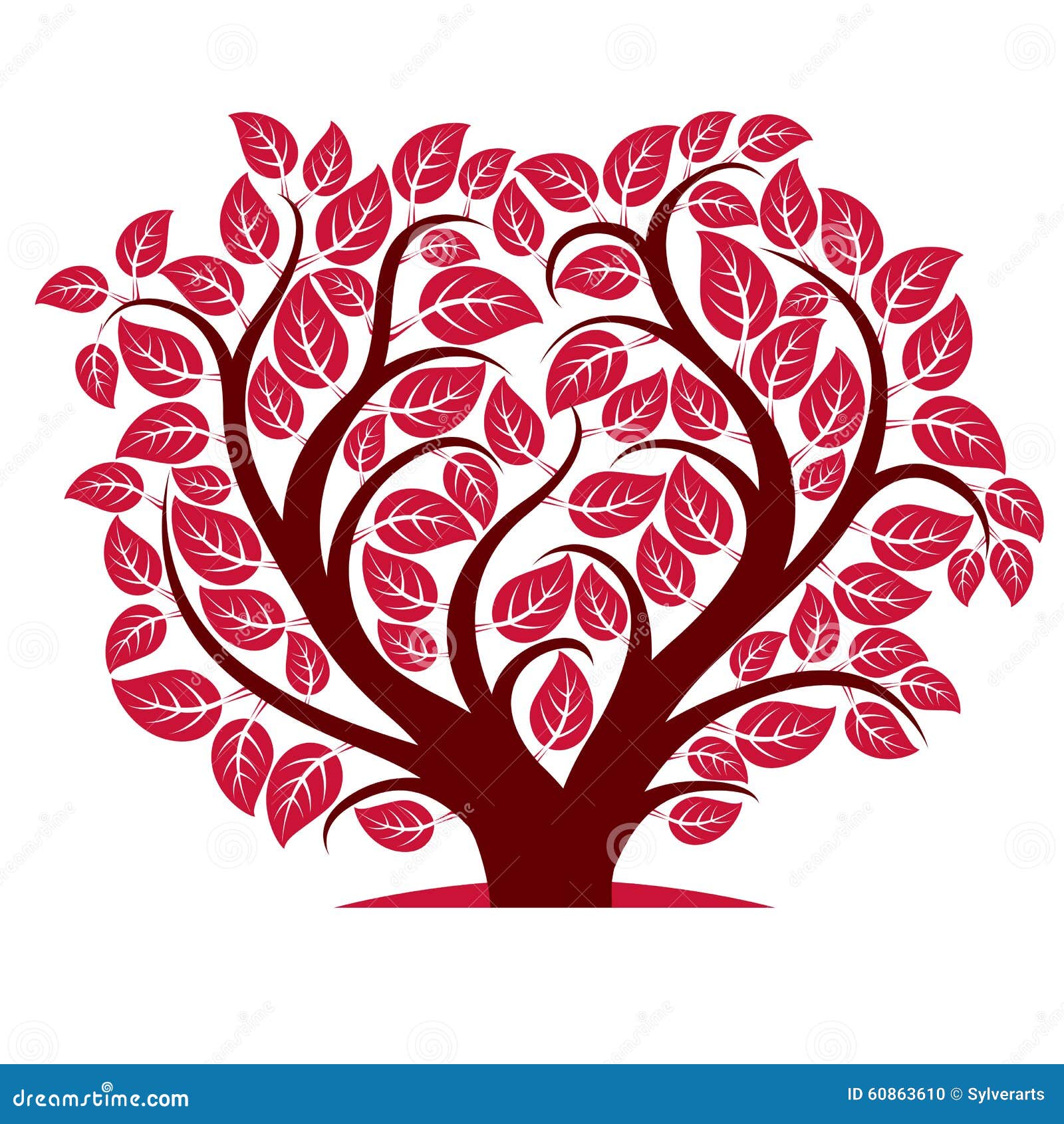 Vector El Ejemplo Del árbol Con Las Ramas En La Forma De Corazón  Ilustración del Vector - Ilustración de amoroso, vector: 60863610