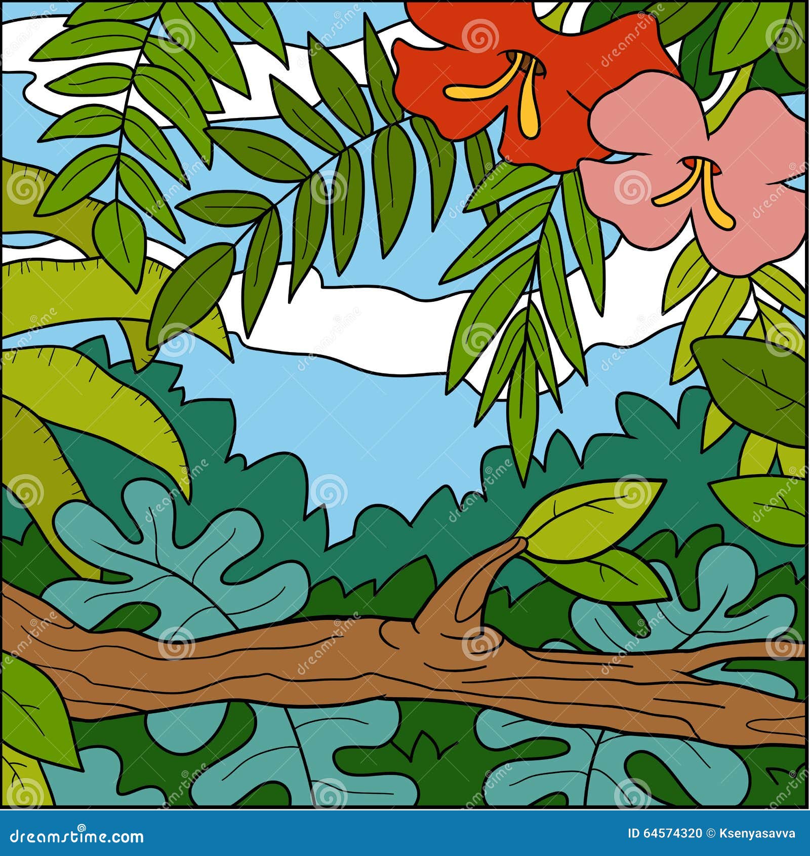 Vector El Ejemplo, Fondo Del Color, Bosque Tropical Ilustración del Vector  - Ilustración de imagen, america: 64574320