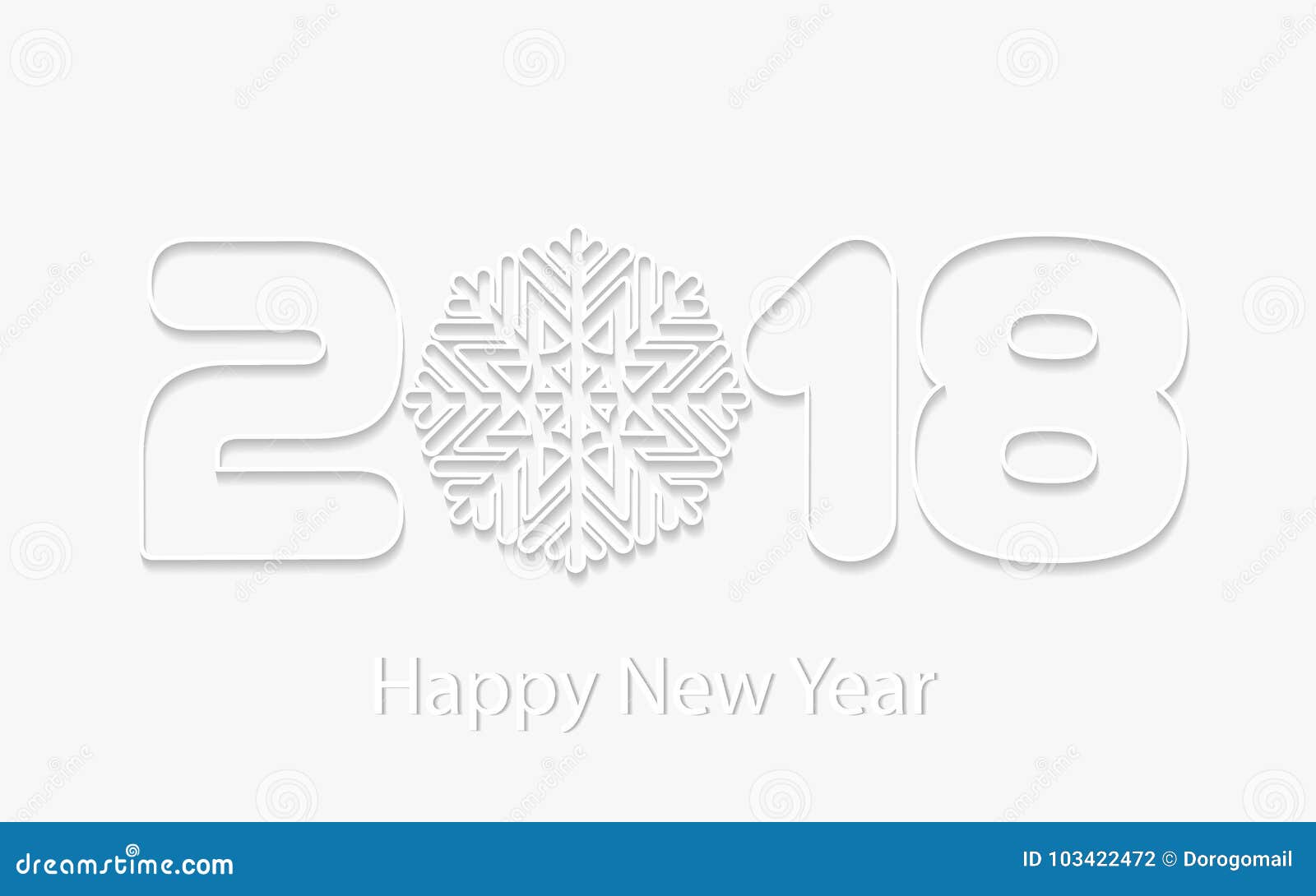 Vector el fondo 2018 de la Feliz Año Nuevo con los cortes de papel. Fondo 2018 de la Feliz Año Nuevo con los cortes de papel Los números 1, 2, 8 y copo de nieve cortaron del papel para la tarjeta de felicitación del día de fiesta, invitación, cartel del calendario, bandera Ilustración del vector