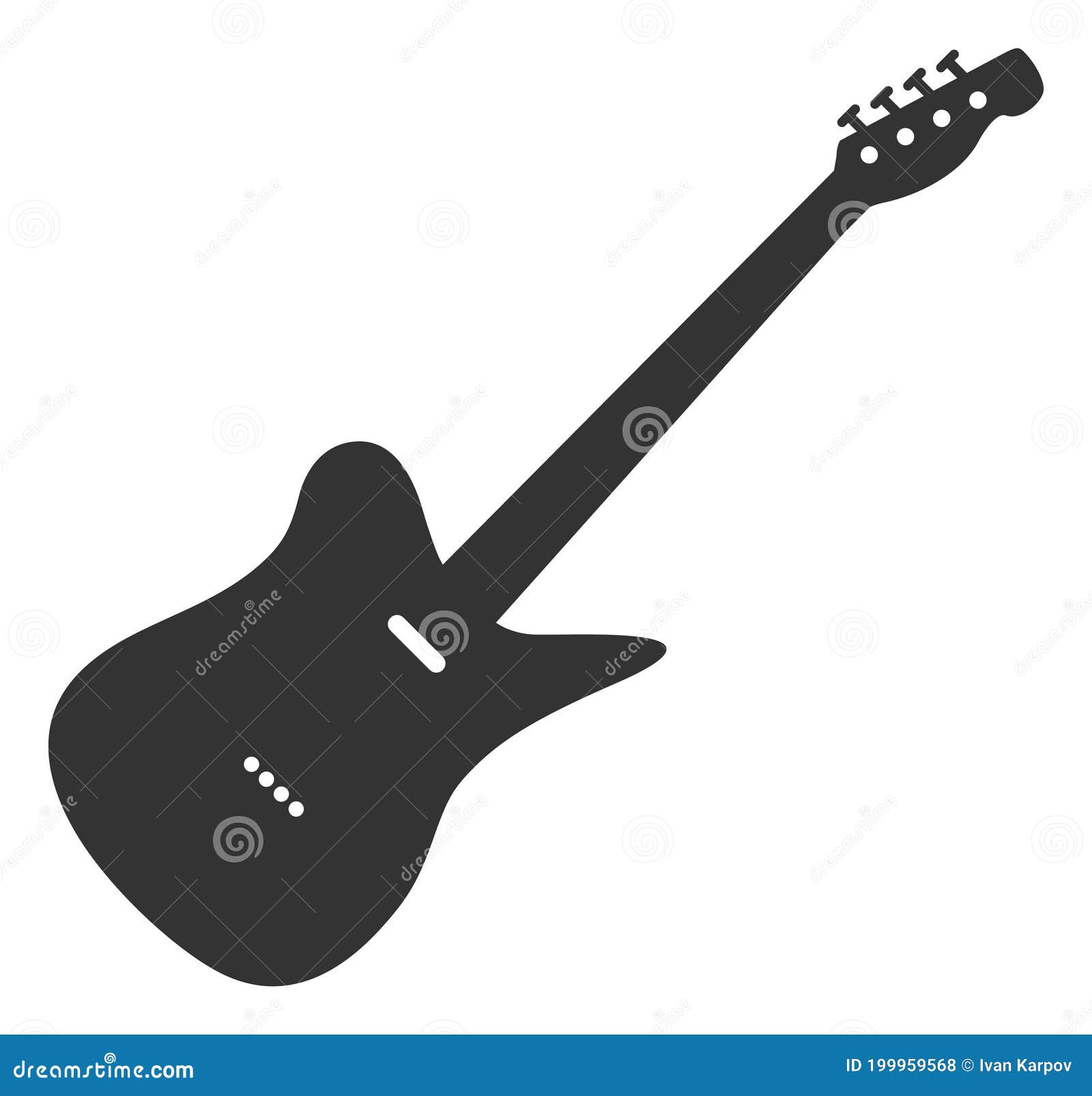 Vector Electric Guitar Flat Icon Symbol Stock Vector Illustration of