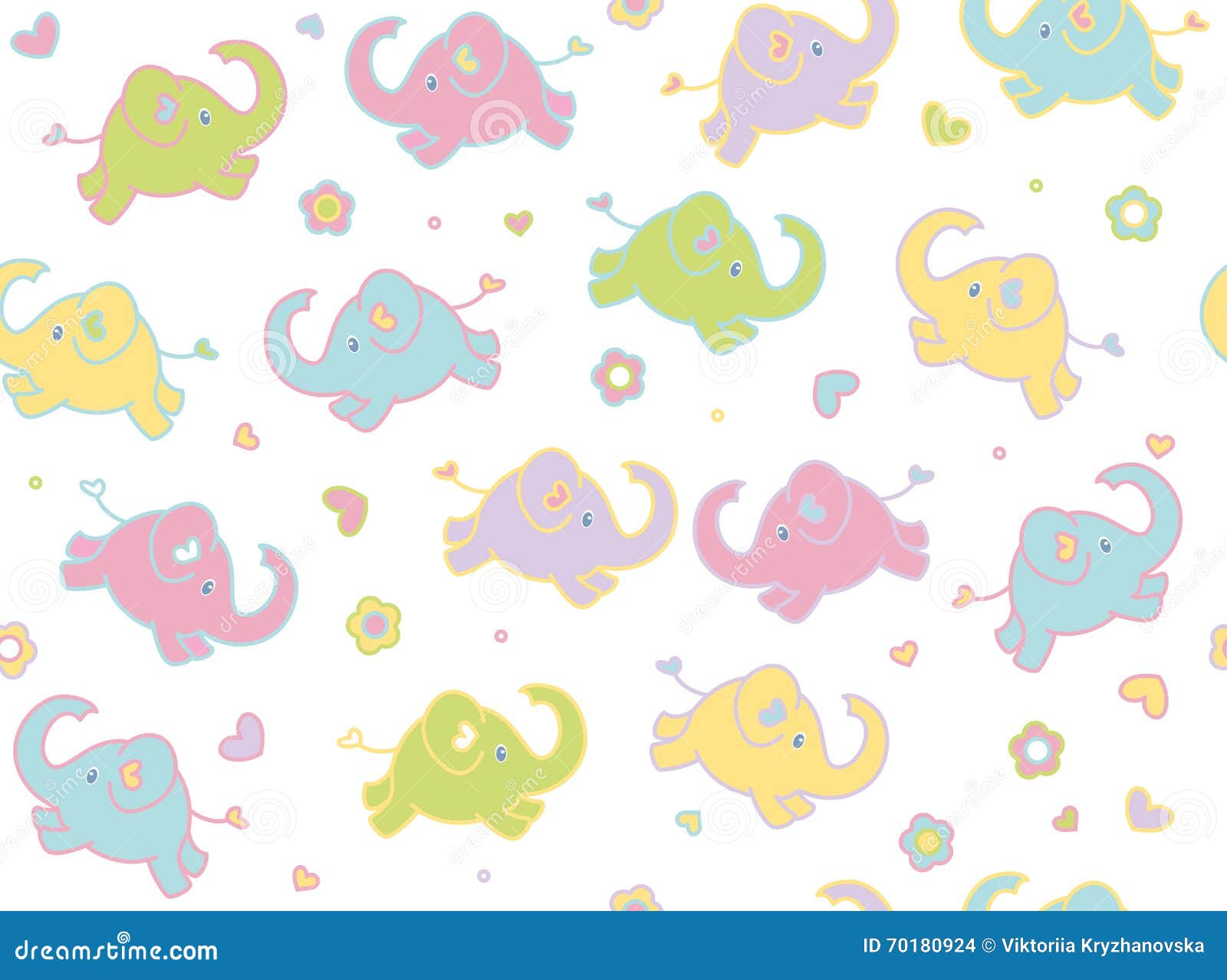 Vector Elephants Seamless Pattern. Stock Vector - Illustration of blue ...