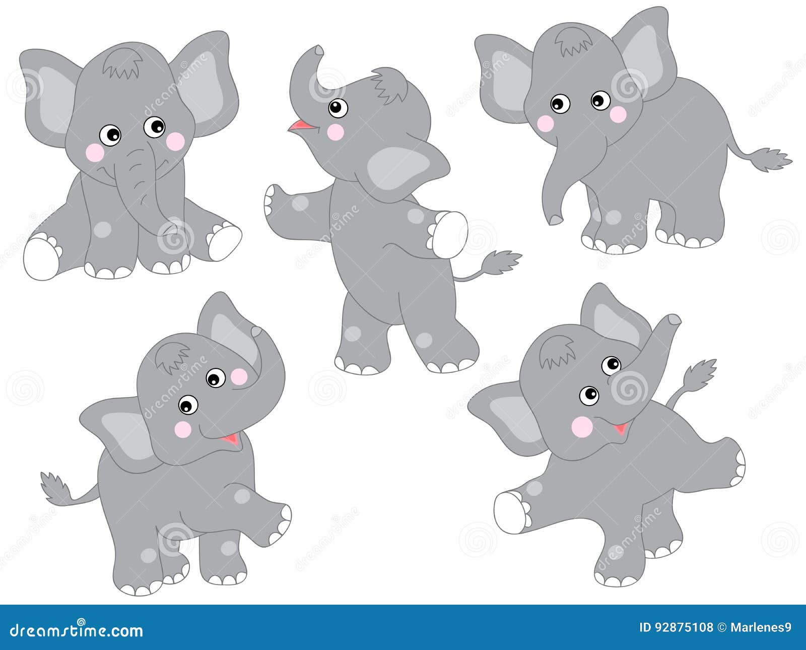 Vector Elephants Set stock vector. Illustration of indian - 92875108