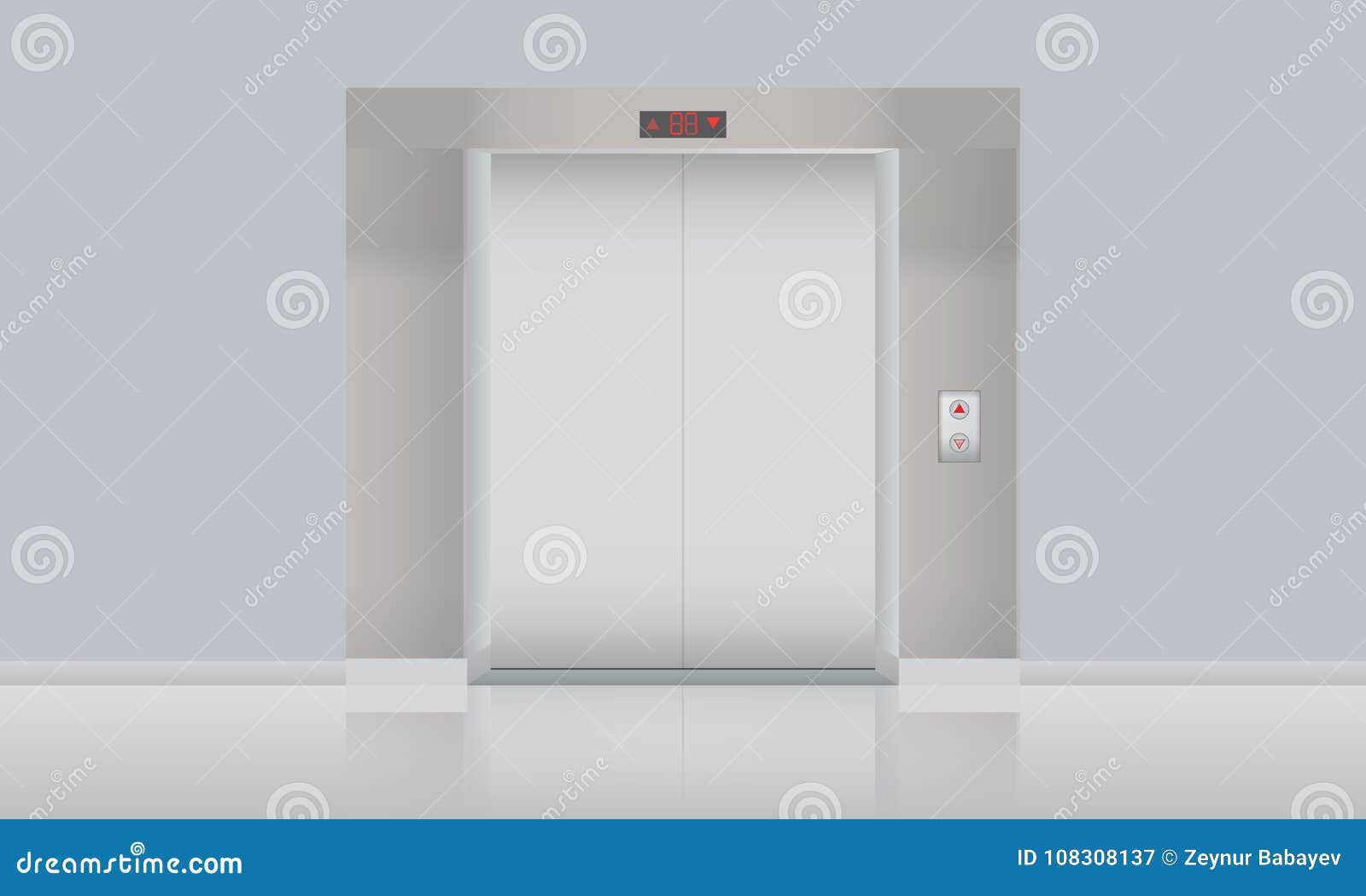 Download Vector Elevator With Closed Doors, Blank Mockup. Vector ...