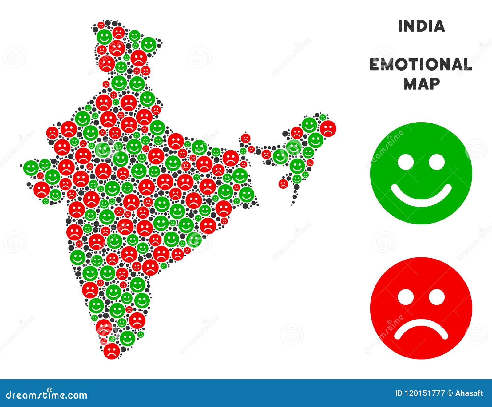 Vector Emotion India Map Composition Of Smileys
