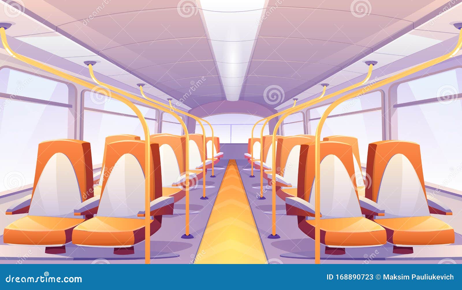 Vector Empty Bus Interior with Orange Seats Stock Vector - Illustration of  auto, passenger: 168890723