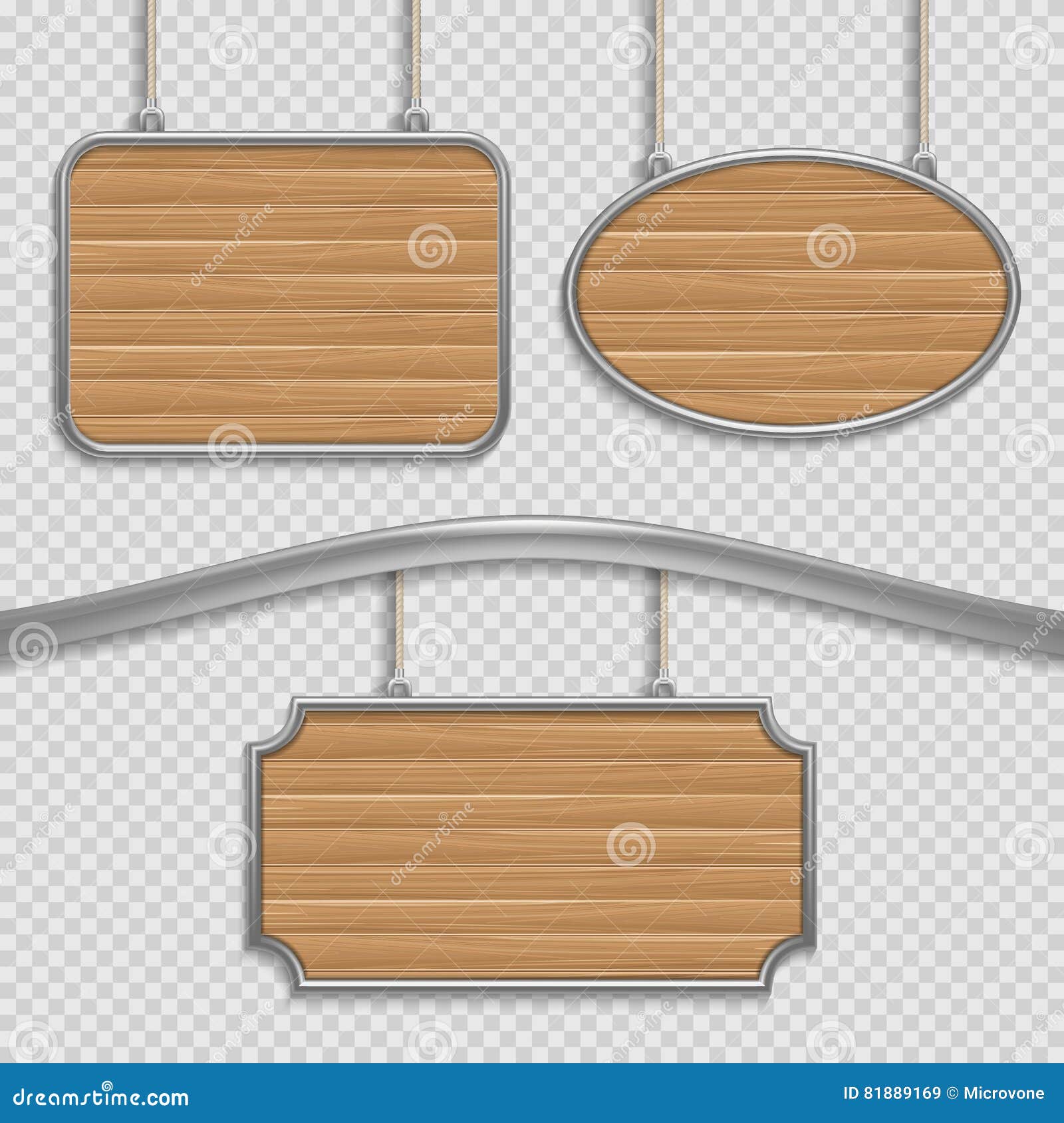 Vector Empty Wooden Hanging Signs Stock Vector Illustration of
