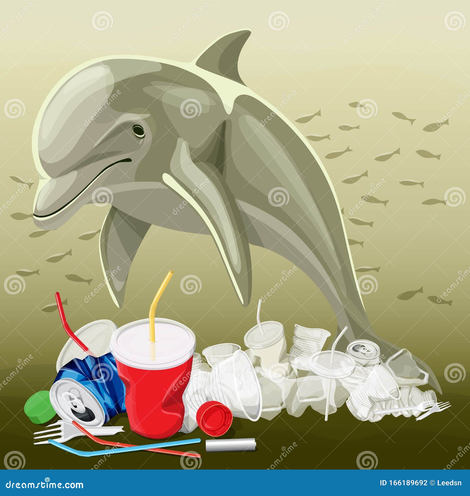 Environment Pollution Illustration and Dolphin Stock Vector ...