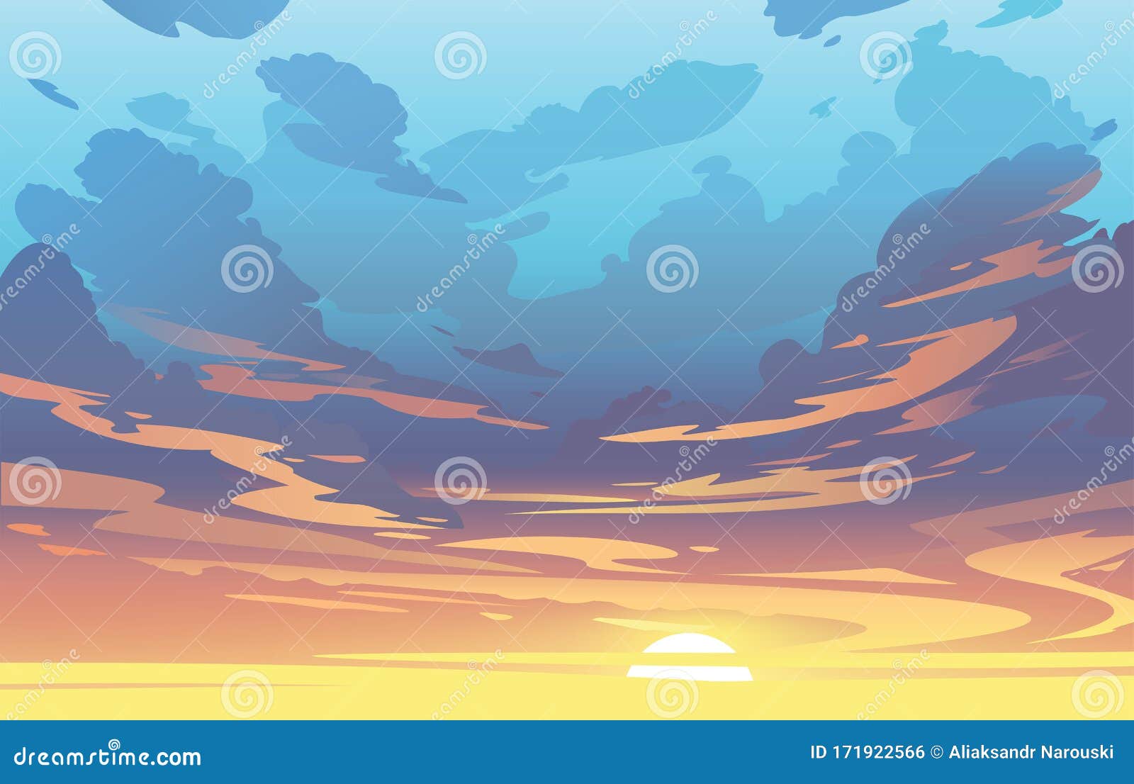  evening sky with clouds. colorful sunset.