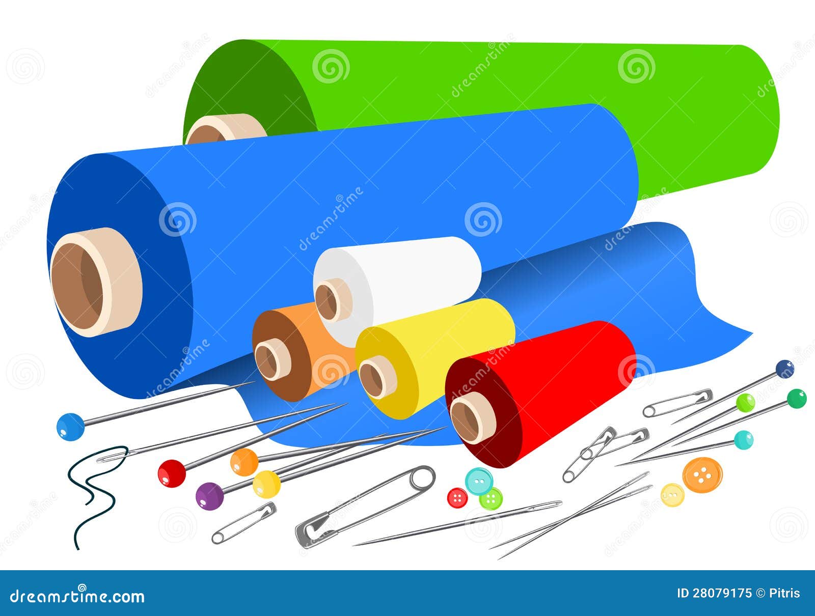 Vector Fabric Sewing Accessories Stock Vector Illustration of fabric
