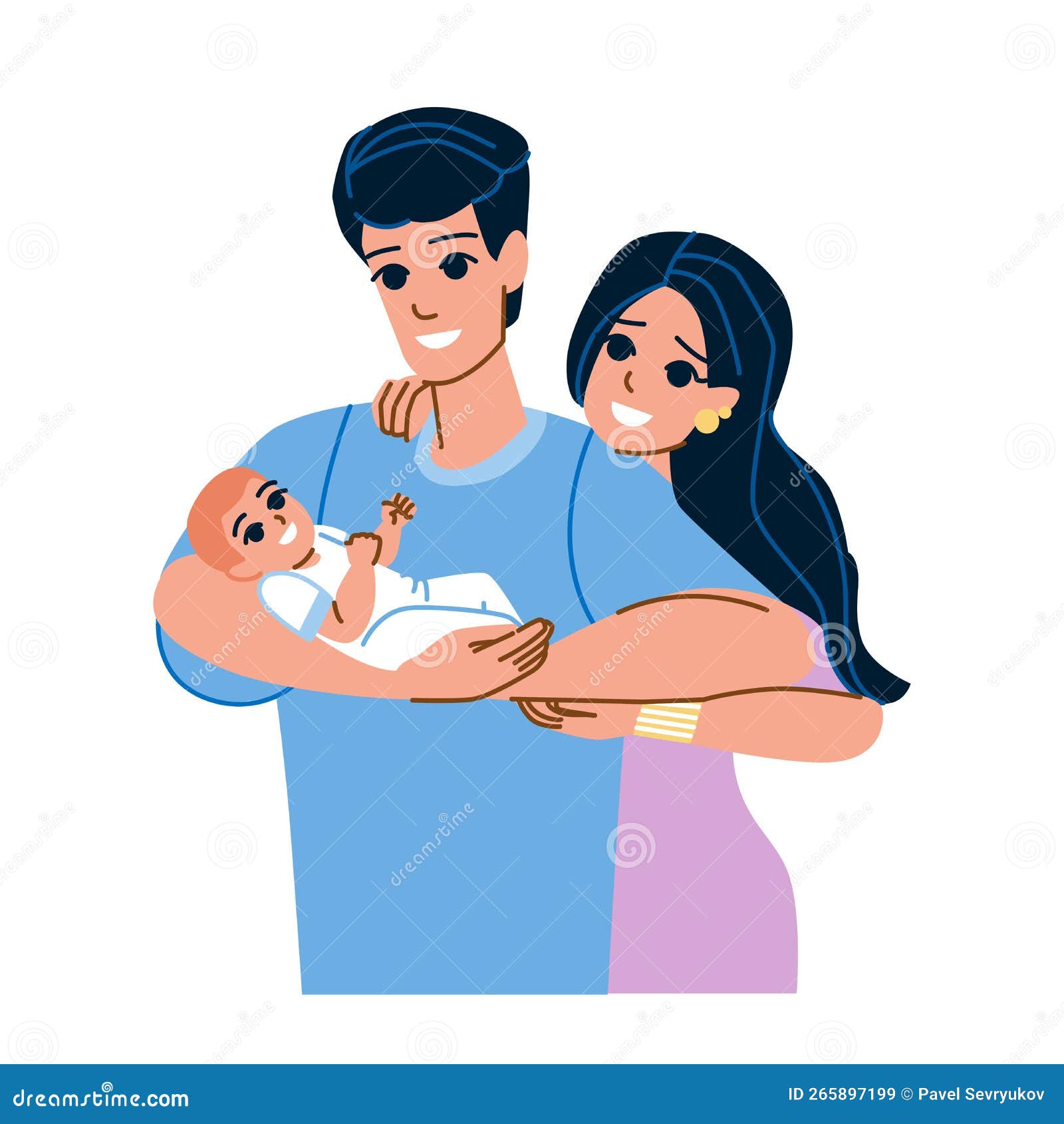 Mamá con su bebé recién nacido NIÑA PAISAJE Stock Vector