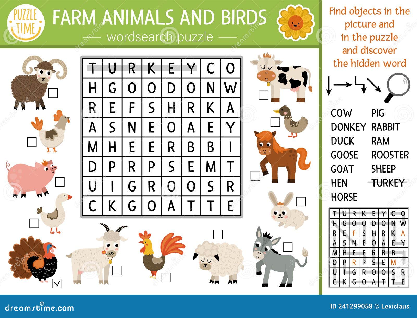 Vector Farm Animals and Birds Wordsearch Puzzle for Kids. Simple on the  Farm Word Search Quiz for Children Stock Vector - Illustration of funny,  keyword: 241299058