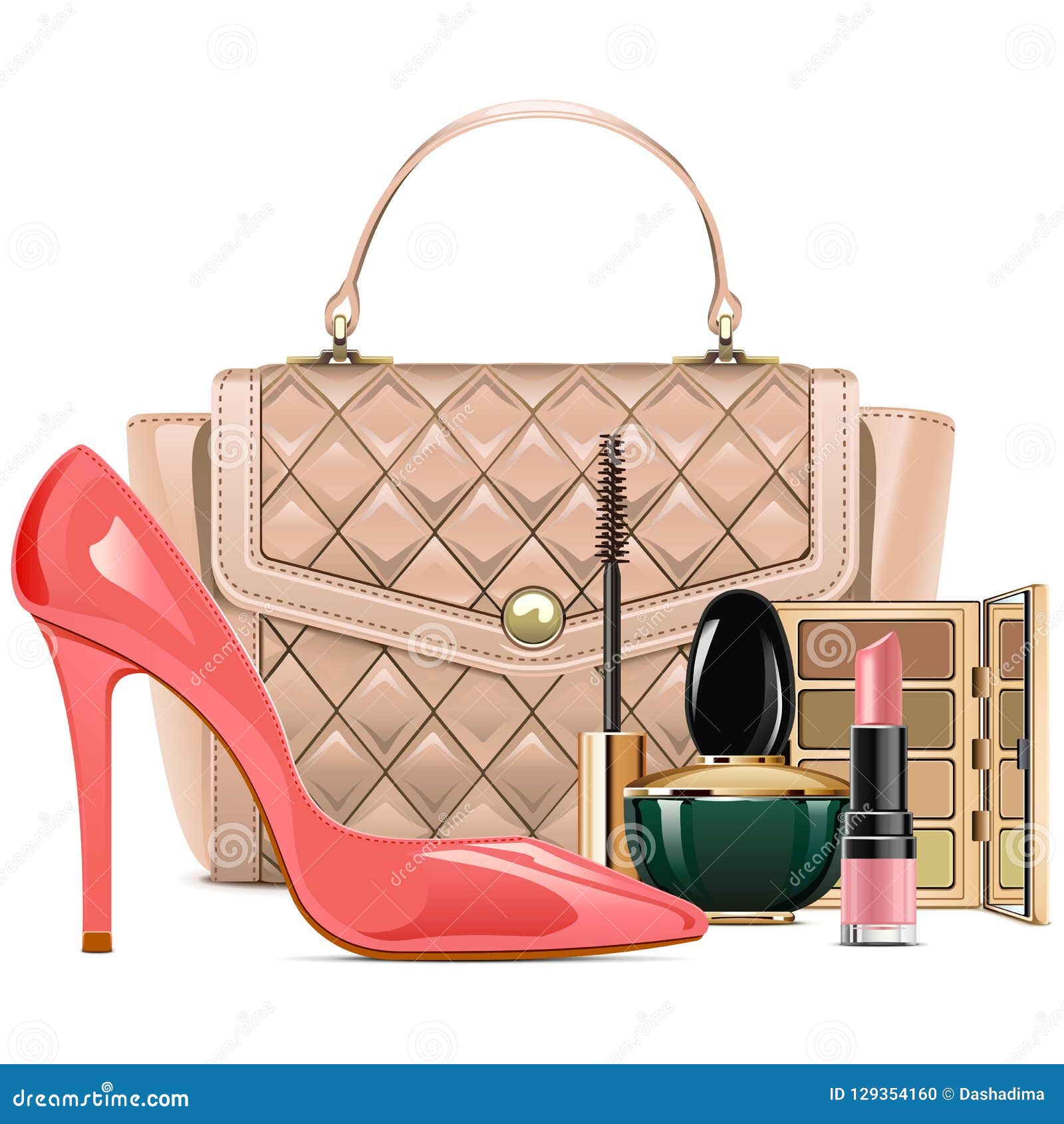  fashion handbag with makeup cosmetics