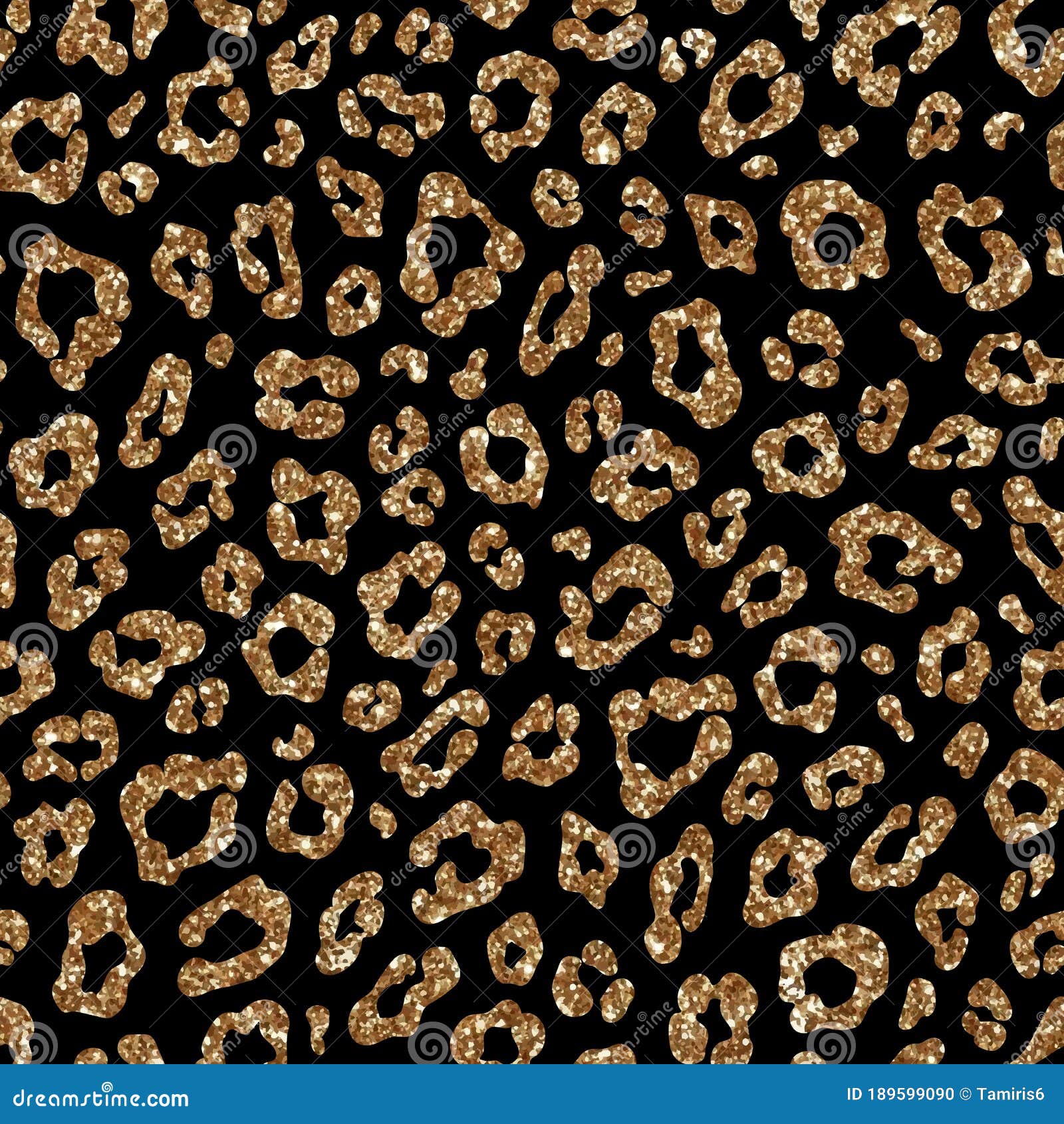 Fashion Seamless Pattern With Gold Glitter Leopard Fur Sparkle Animal Skin On Black Background Stock Vector Illustration Of Decoration Design 189599090
