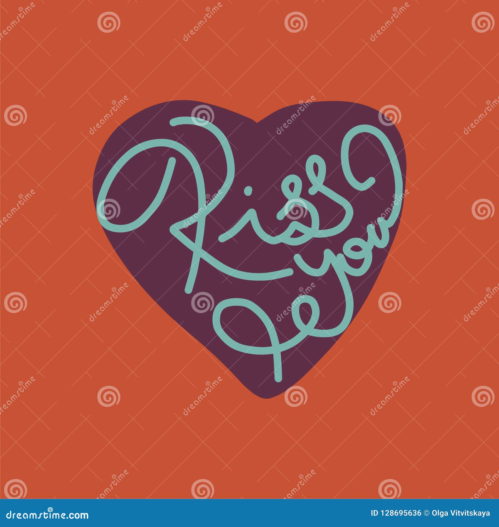 Kiss You Phrase. Hand Lettering. Perfect for Greeting Cards, Quotes ...