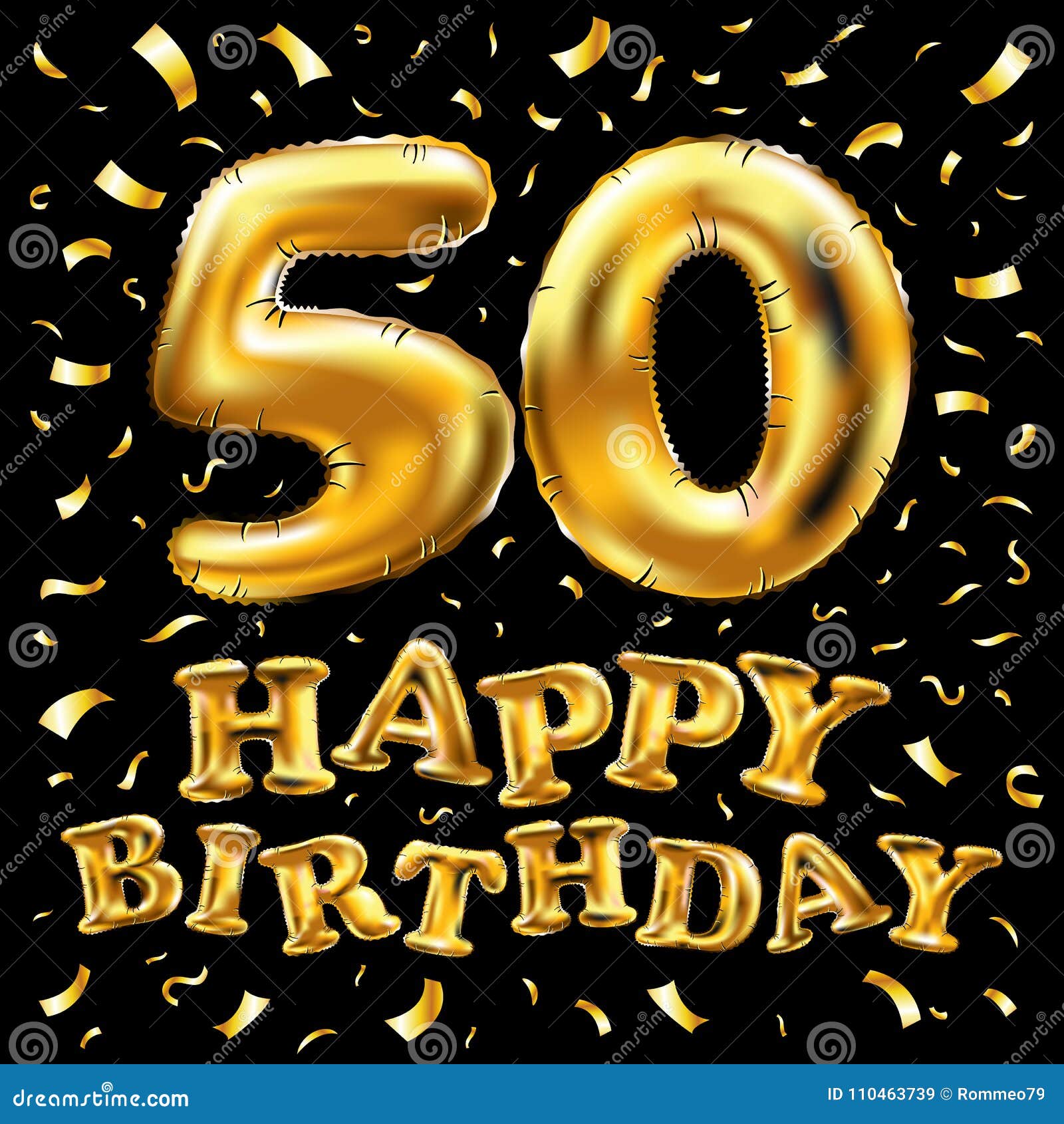 Vector Feiergoldballone Alles Gute Zum Geburtstag 50 Und Goldenes Konfettifunkeln Design Der Illustration 3d Fur Ihre Grusskarte Vektor Abbildung Illustration Von Goldenes Vector