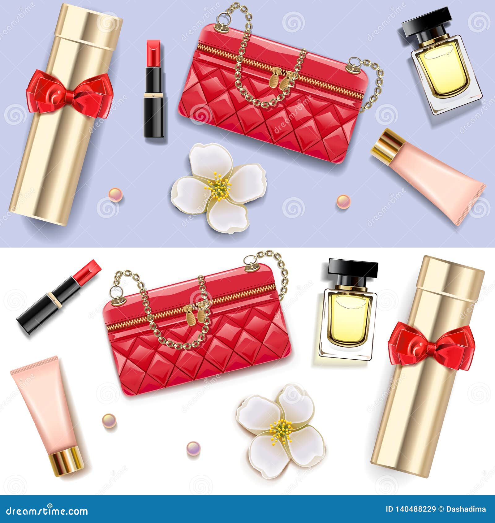 Vector Female Accessories Double Set 1 Stock Vector Illustration of cosmetic, accessory 140488229